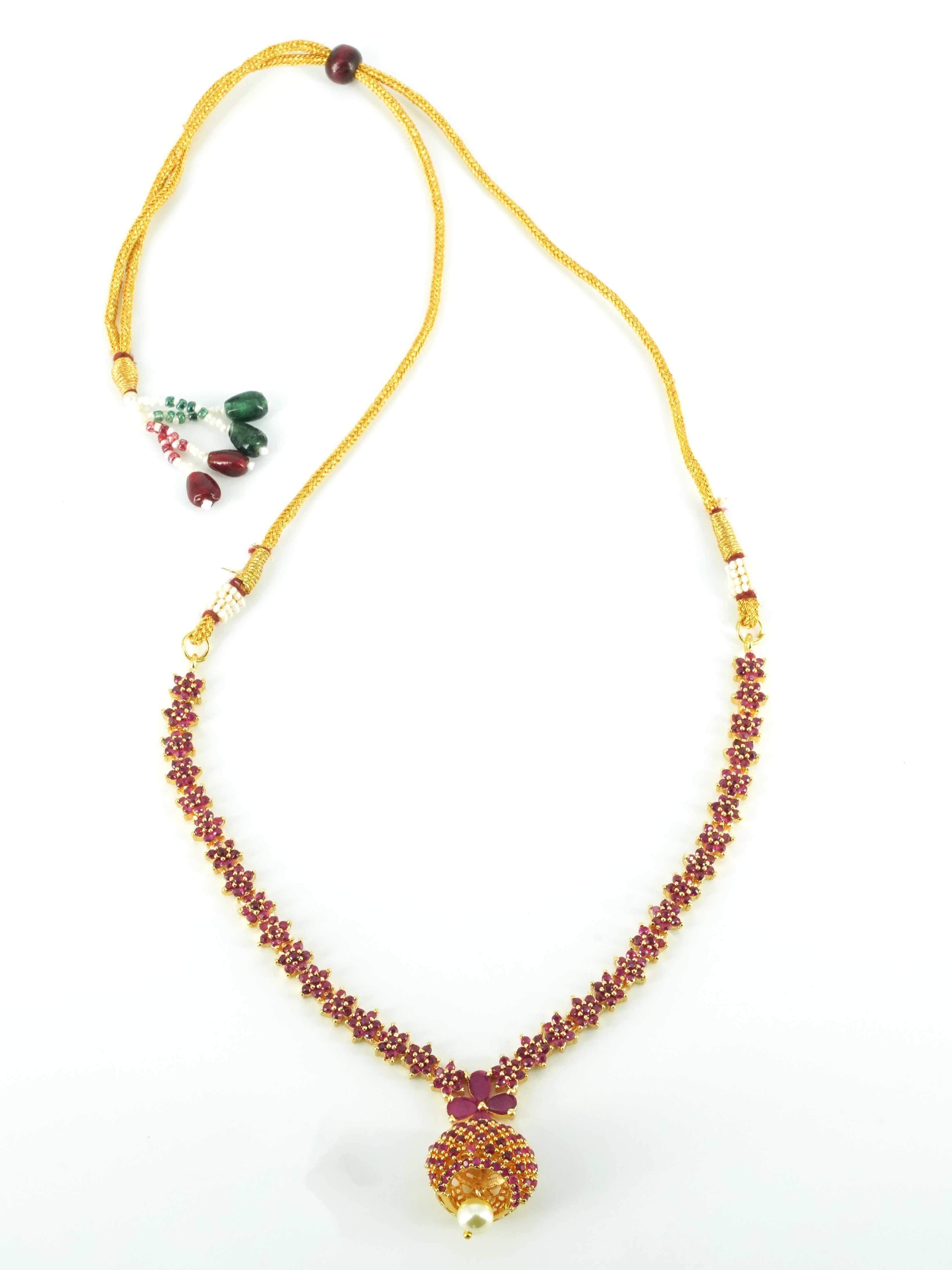 Sayara Collection Red Color stone Party Wear Necklace Set 8777N - Griiham