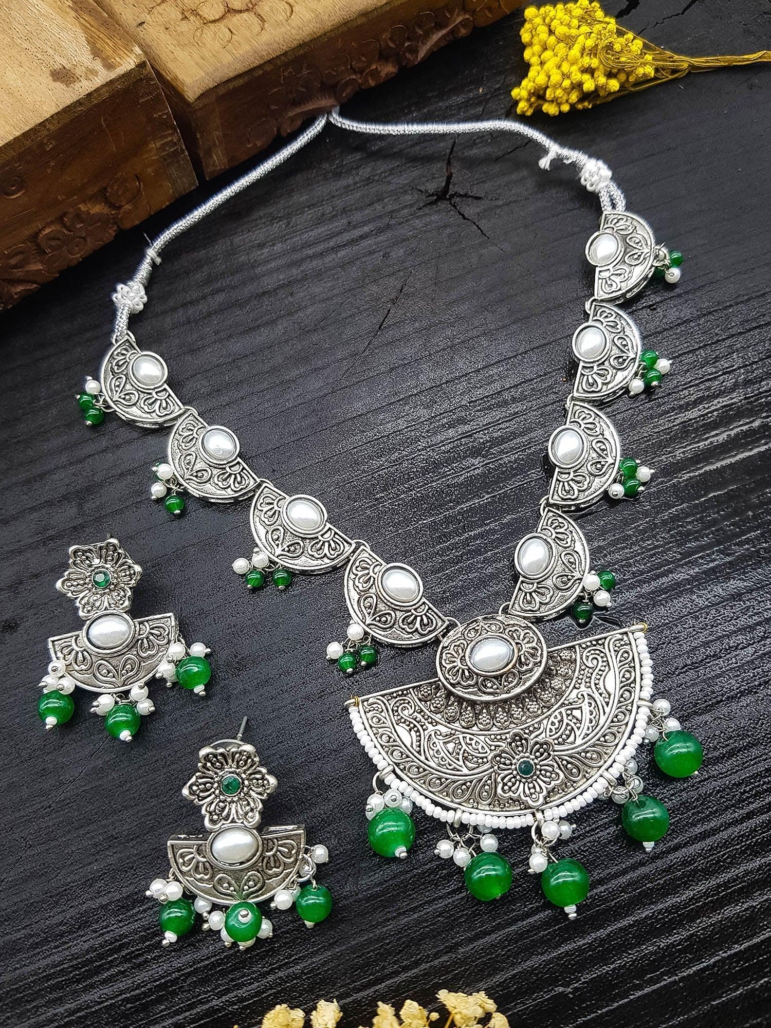 Silver Oxidised  Elegant Necklace Set