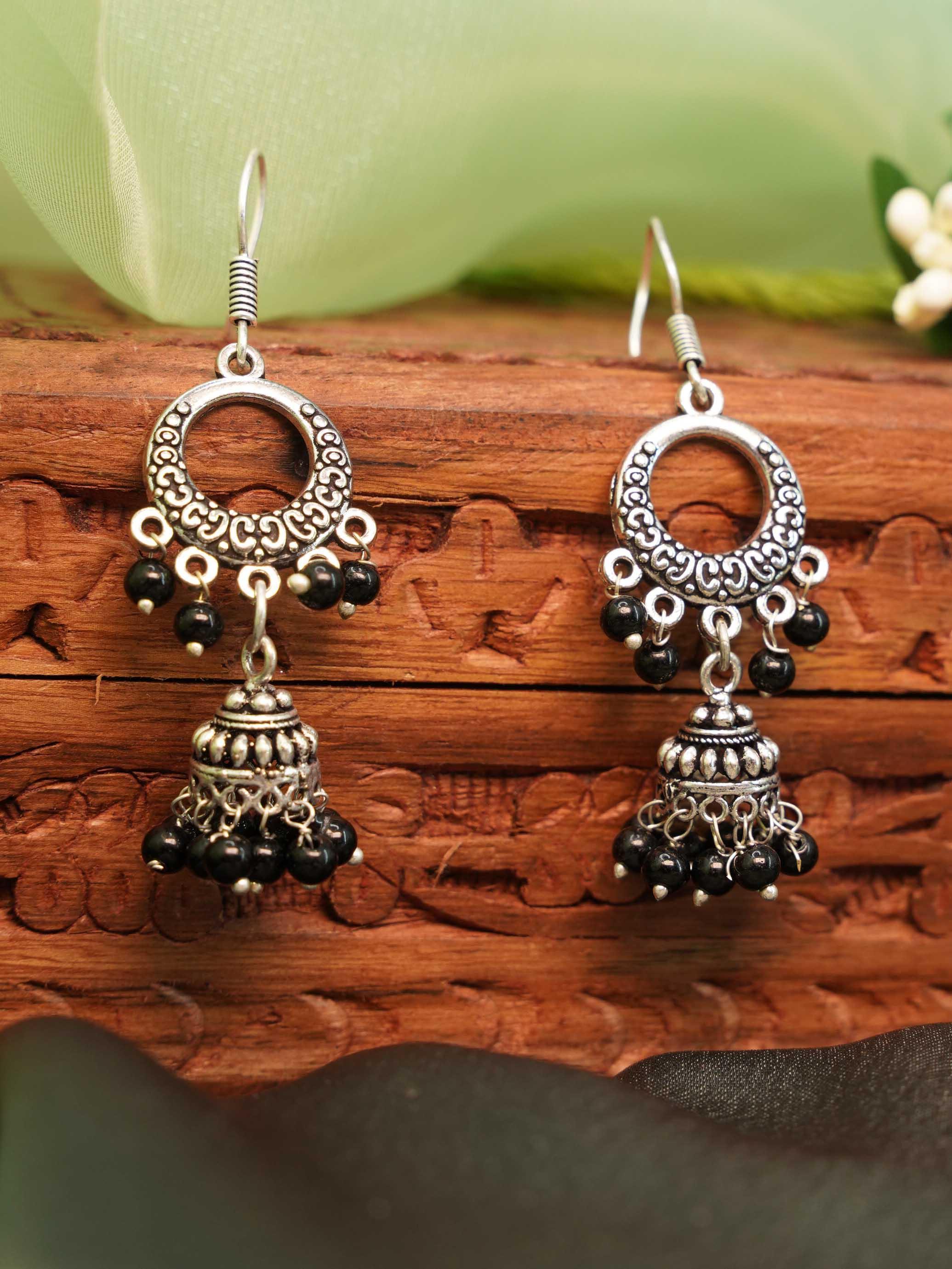 Silver Oxidised Exclusive Cute designs Jhumkis / Earrings 9780N - Griiham