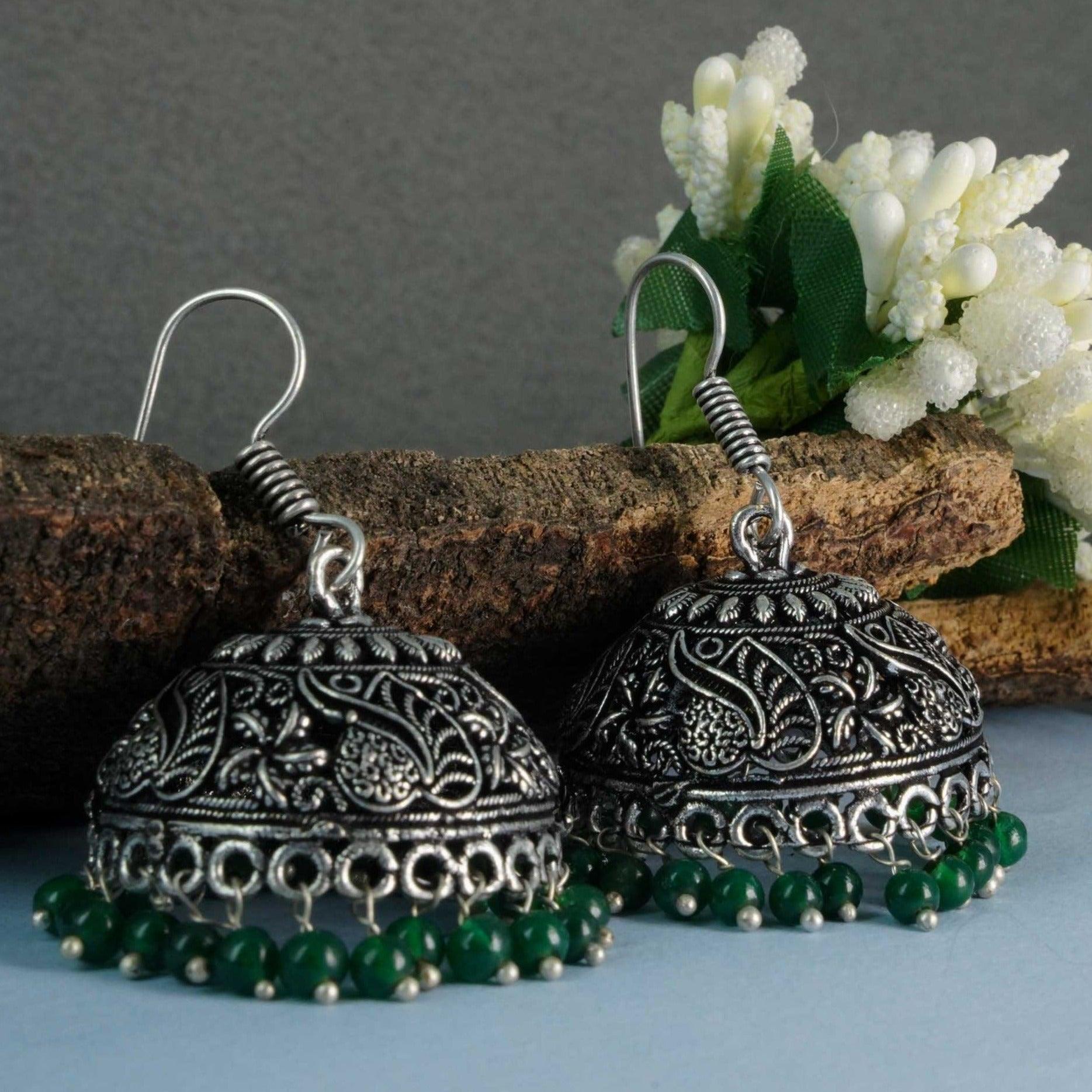 Silver Oxidised Exclusive Cute designs Jhumkis / Earrings 9826N - Griiham