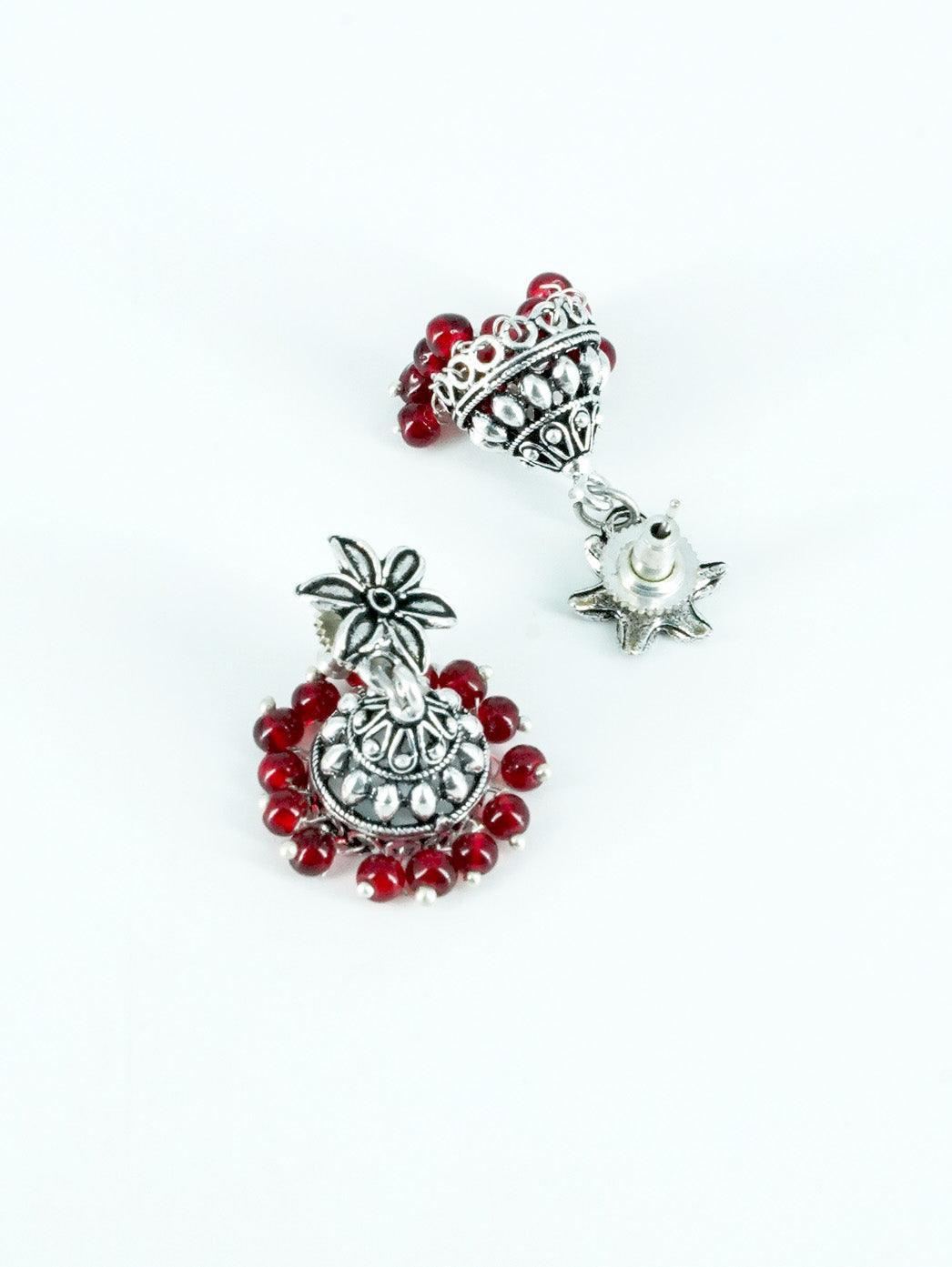 Silver Oxidised Exclusive Cute designs Jhumkis / Earrings with diff colour options 9817N - Griiham