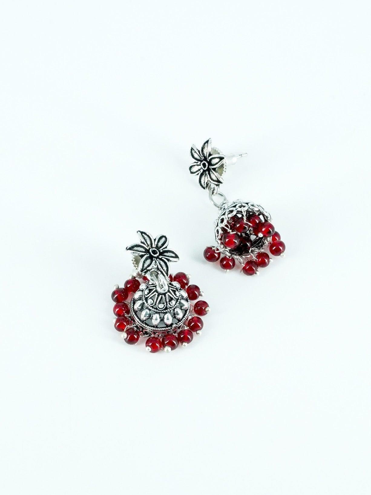 Silver Oxidised Exclusive Cute designs Jhumkis / Earrings with diff colour options 9817N - Griiham