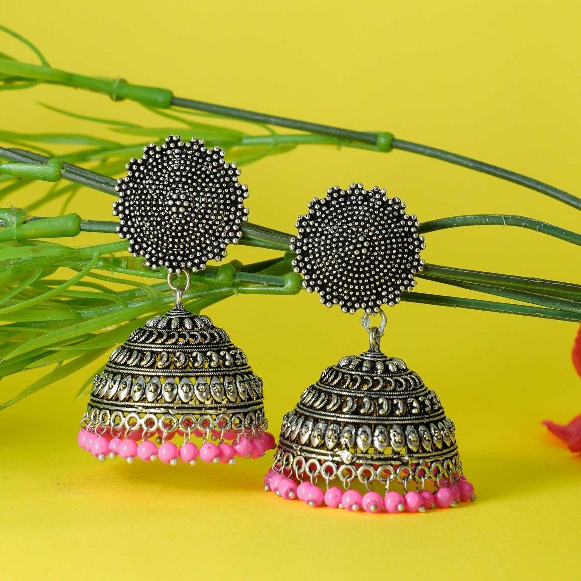 Silver Oxidised Exclusive design Earrings / Jhumkas 9765N - Griiham