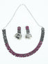 Silver Oxidised Medium Size Designer Necklace Set for special occasion 10668N - Griiham