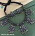 Silver Oxidised necklace set with green stone