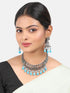 Silver Oxidised short Necklace set with Blue colour stones for all occasion - Griiham