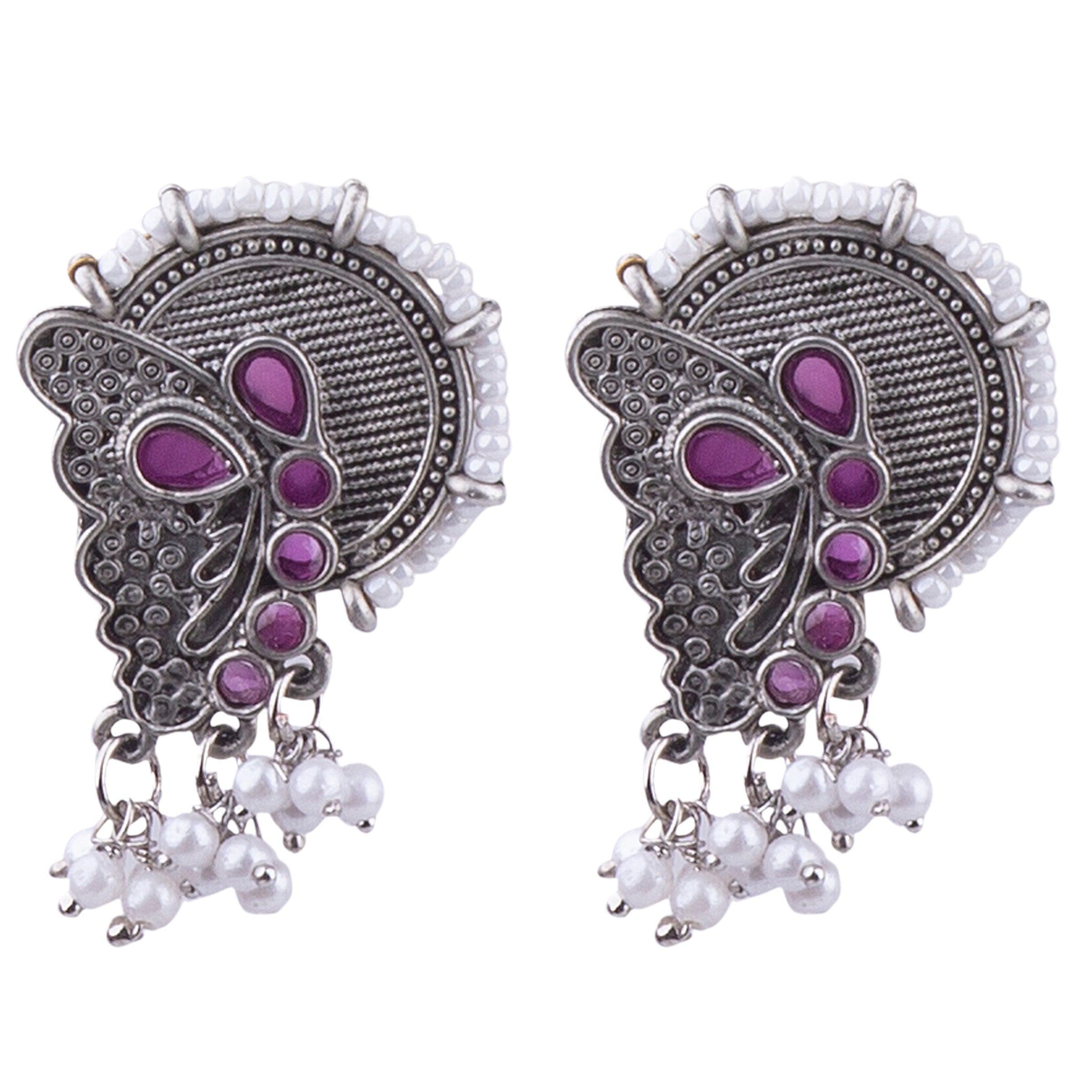 Silver Plated oxidised Earrings Jhumka - Griiham