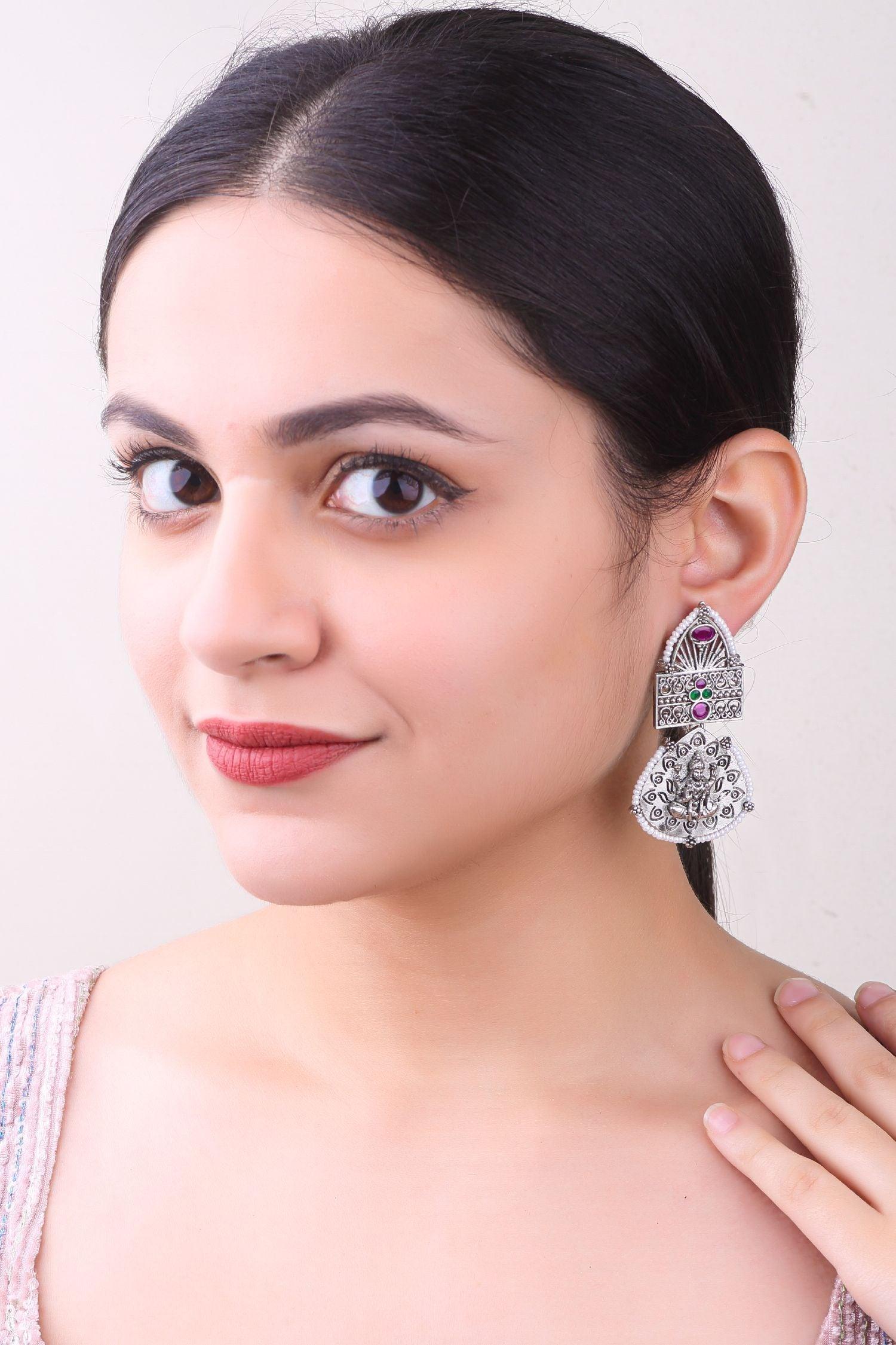 Silver Plated oxidised Earrings Jhumka - Griiham