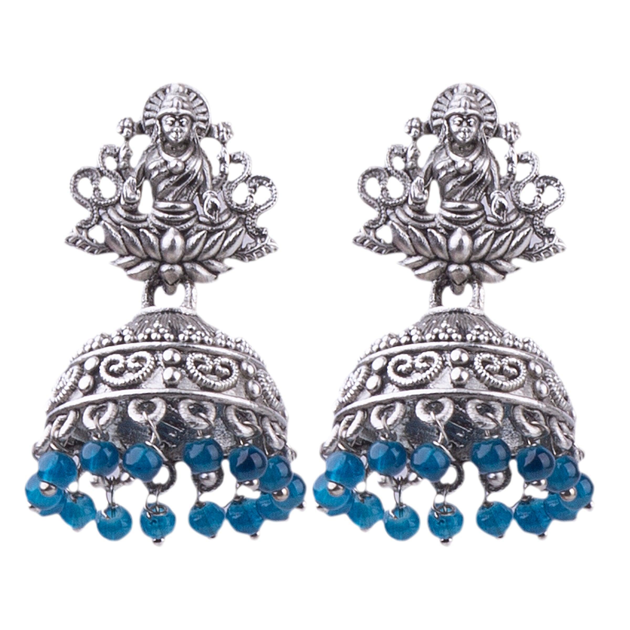 Silver Plated oxidised Earrings Jhumka - Griiham