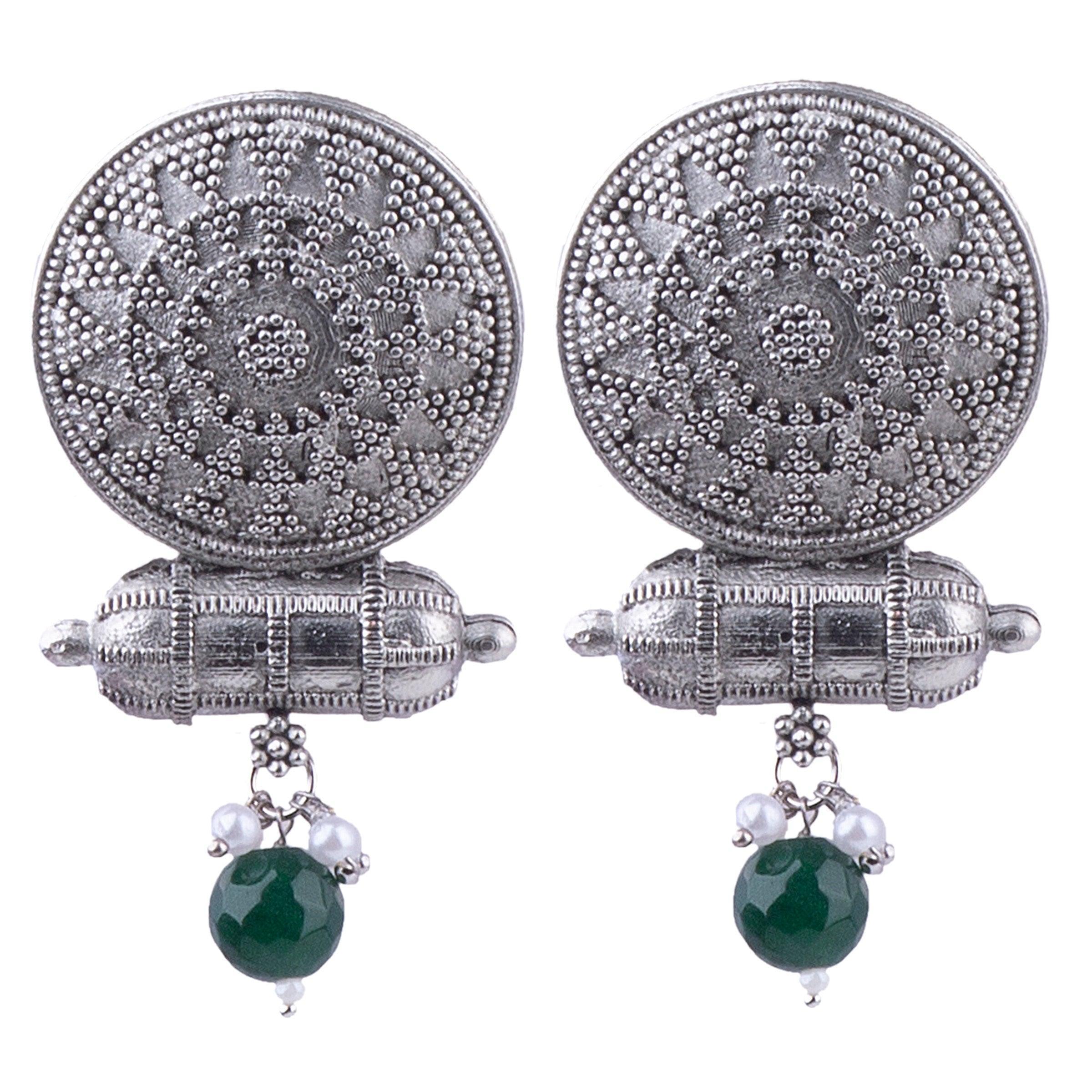 Silver Plated oxidised Earrings Jhumka - Griiham