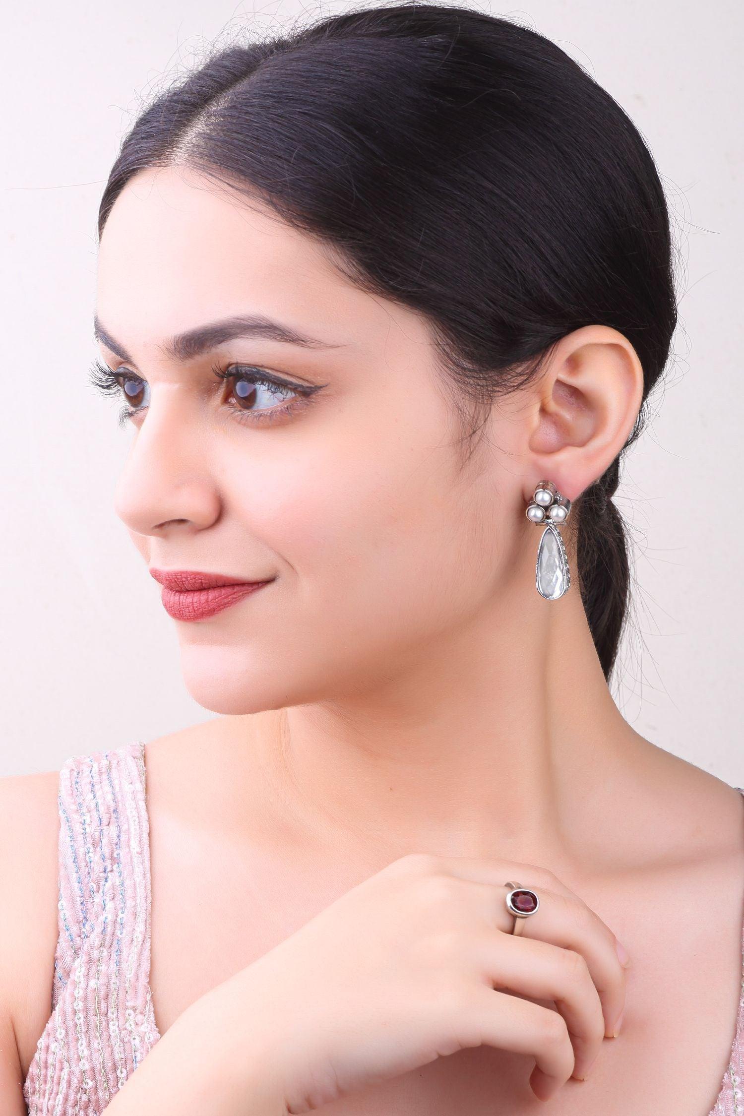 Silver Plated oxidised Earrings Jhumka - Griiham