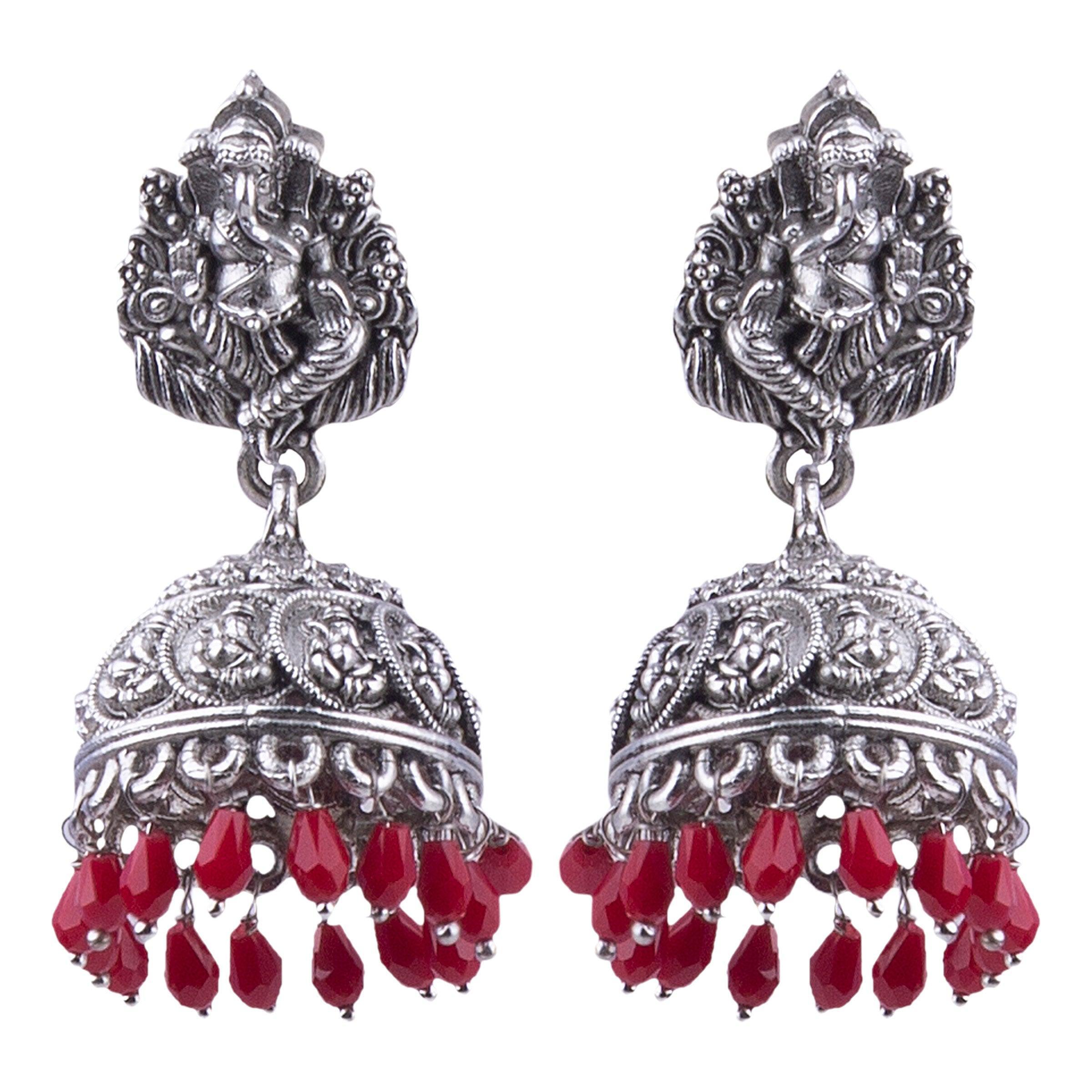 Silver Plated oxidised Earrings Jhumka - Griiham