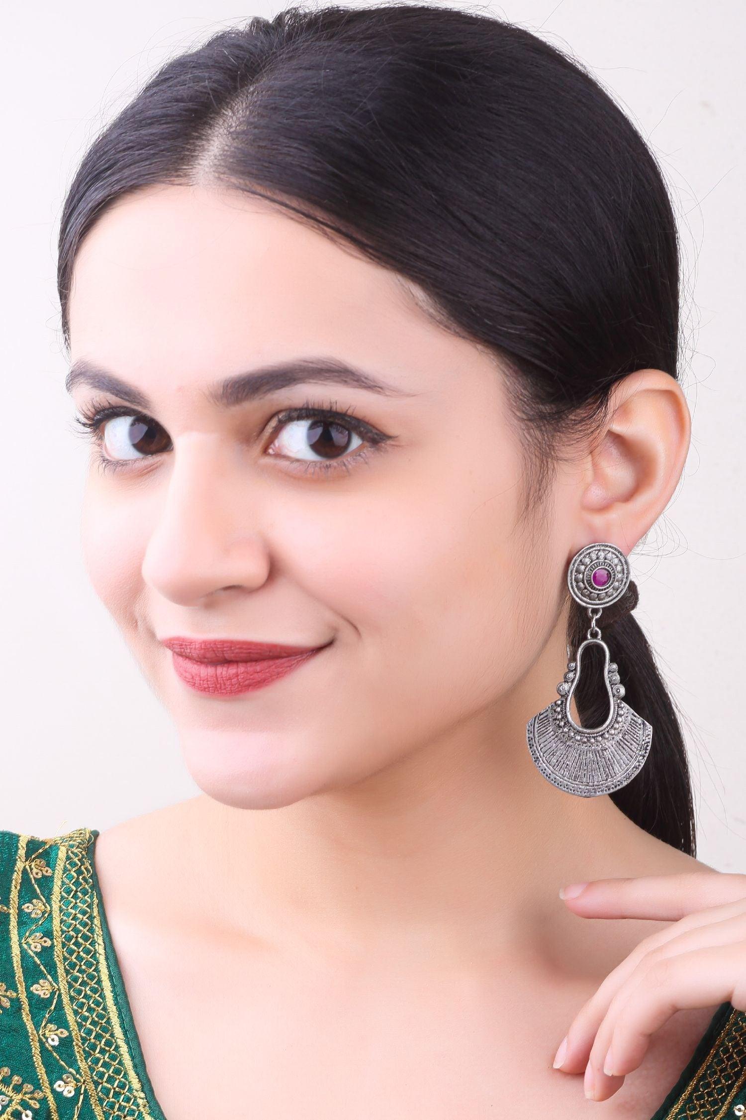 Silver Plated oxidised Earrings Jhumka - Griiham