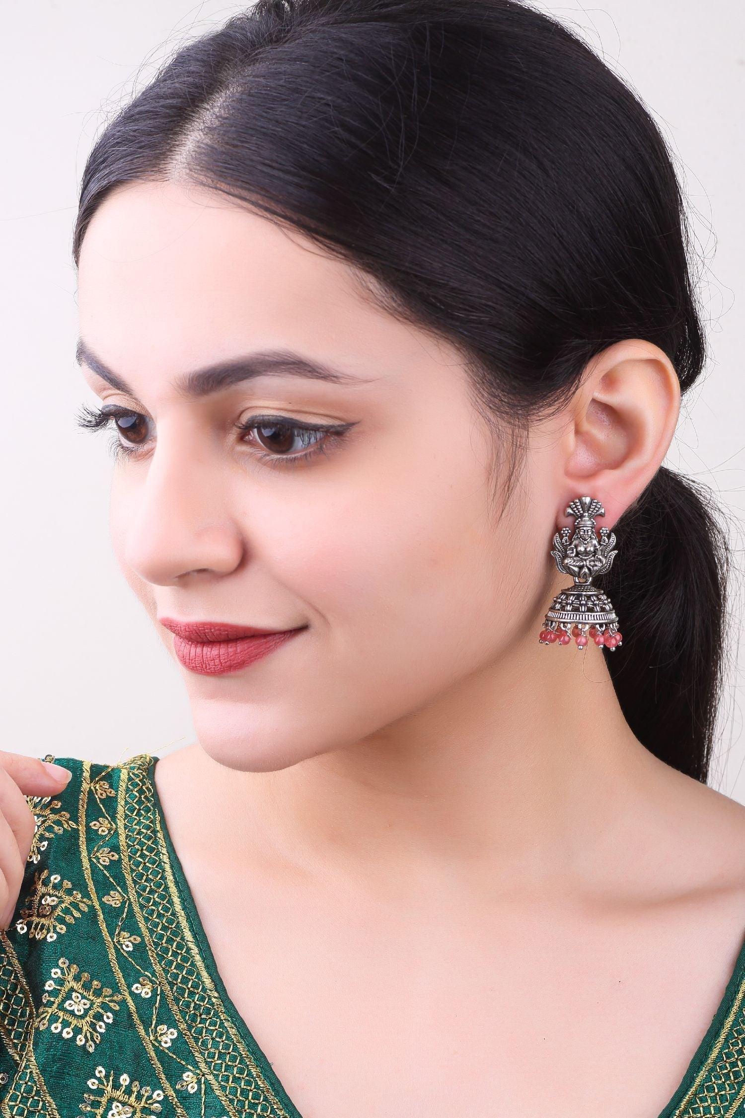 Silver Plated oxidised Earrings Jhumka - Griiham