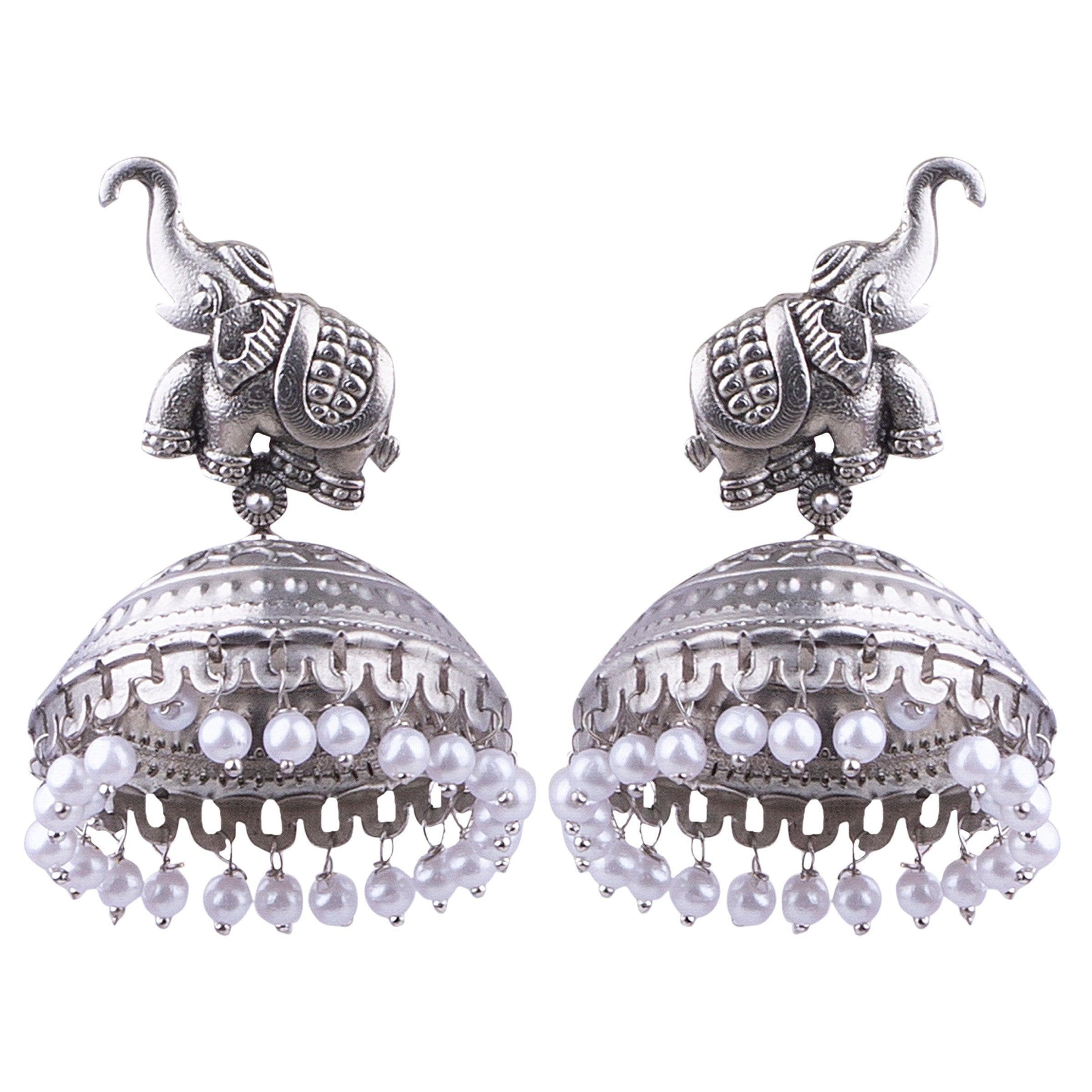 Silver Plated oxidised Earrings Jhumka - Griiham