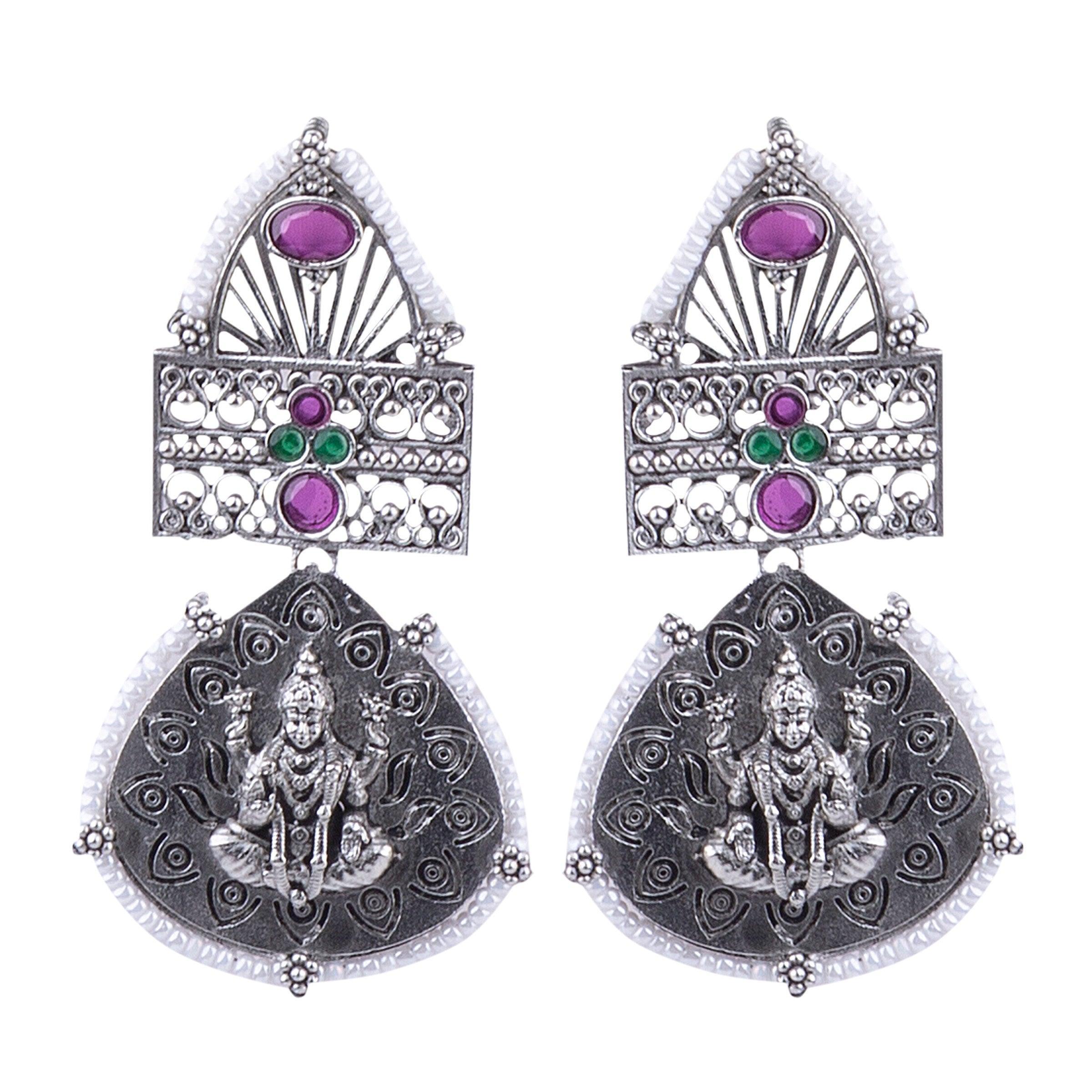 Silver Plated oxidised Earrings Jhumka - Griiham