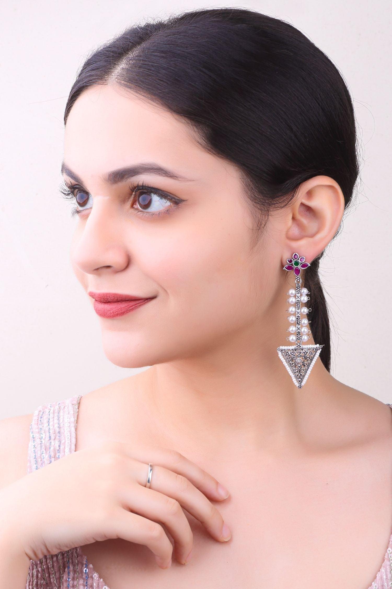 Silver Plated oxidised Earrings Jhumka - Griiham