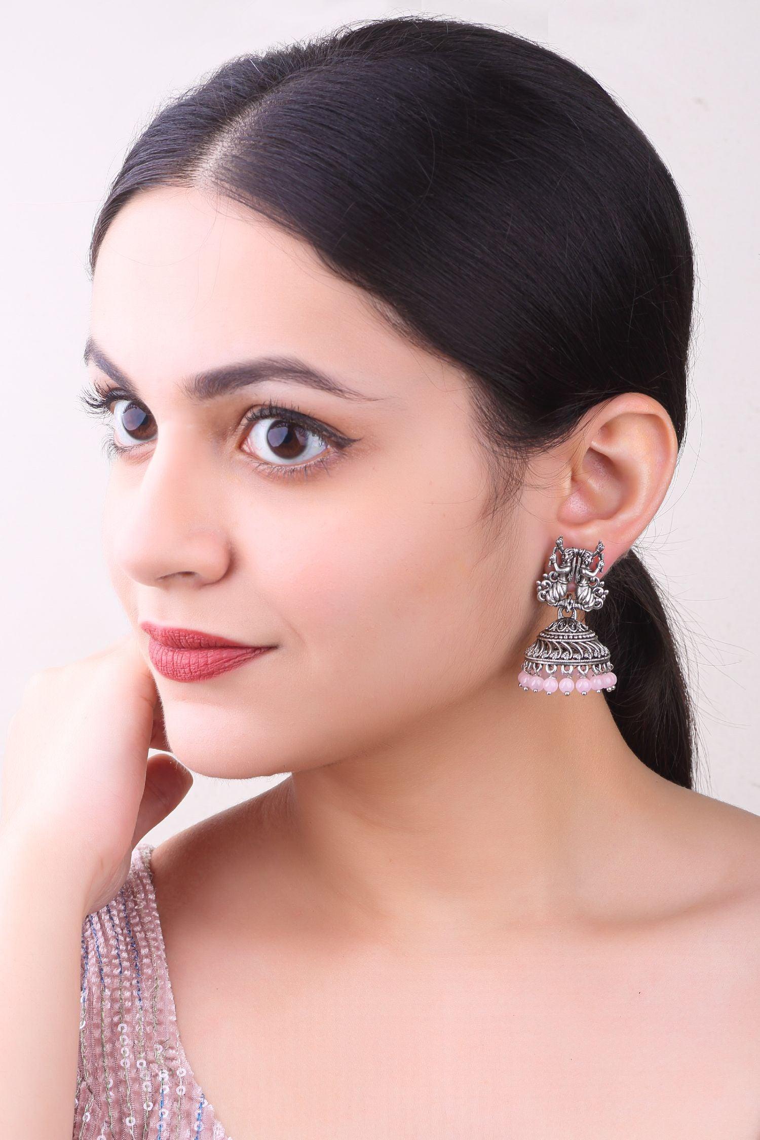 Silver Plated oxidised Earrings Jhumka - Griiham