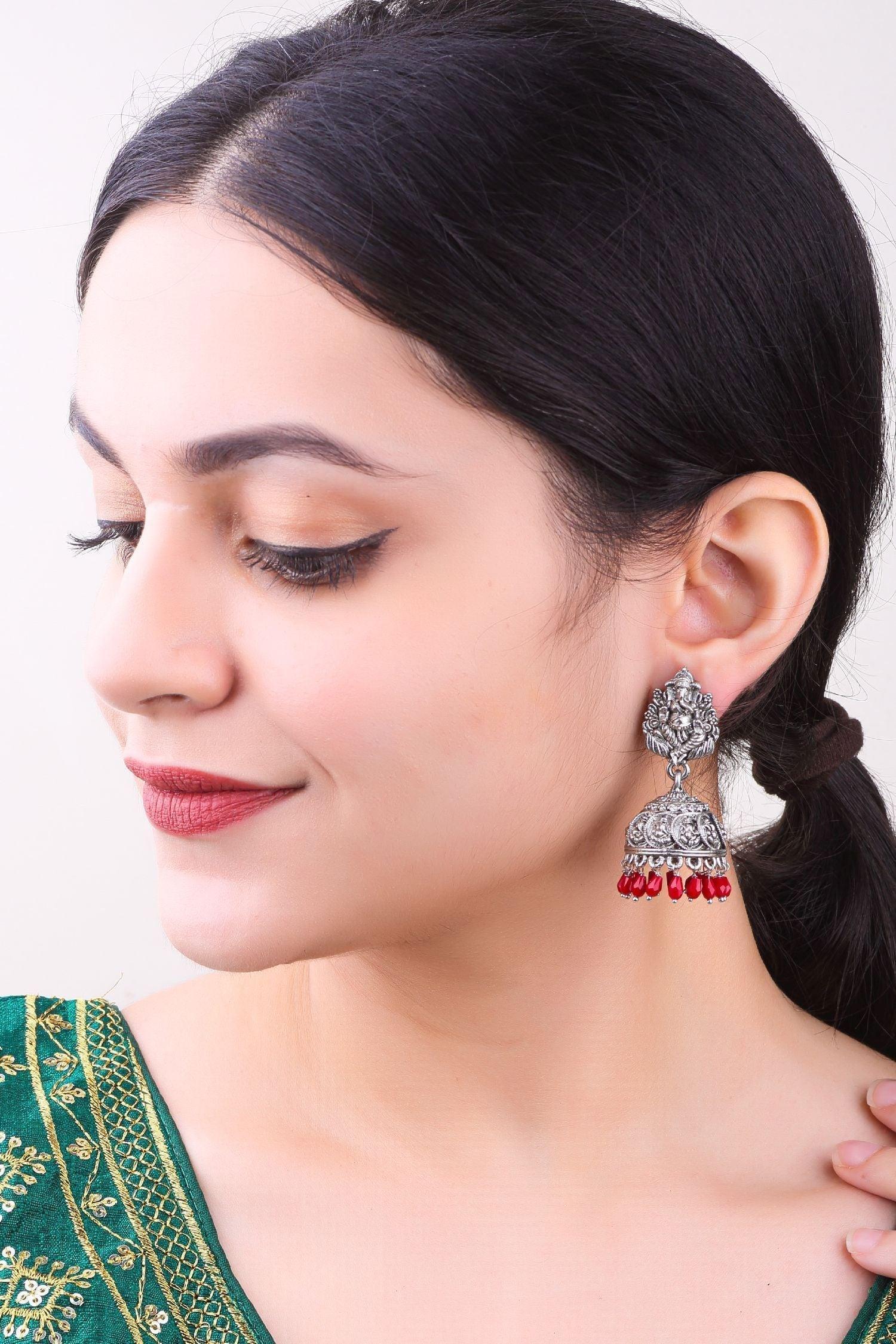 Silver Plated oxidised Earrings Jhumka - Griiham