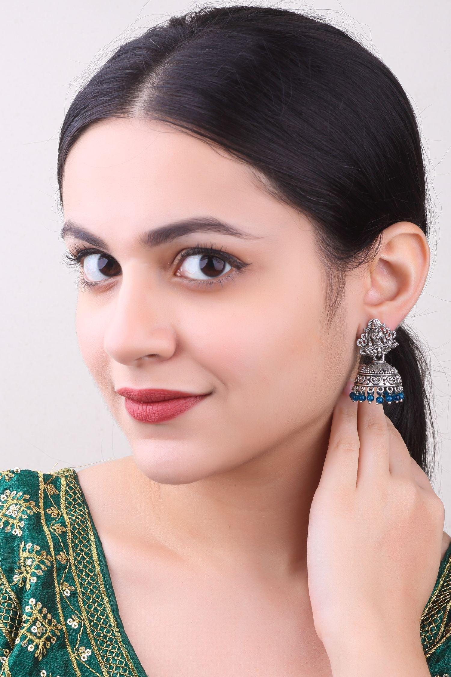 Silver Plated oxidised Earrings Jhumka - Griiham