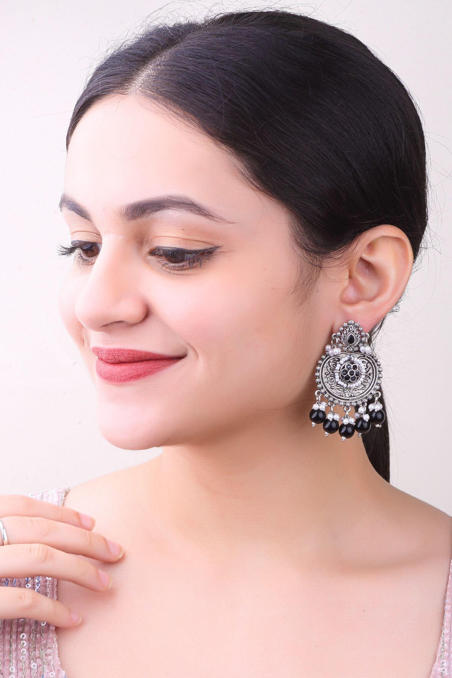 Silver Plated oxidised Earrings Jhumka - Griiham