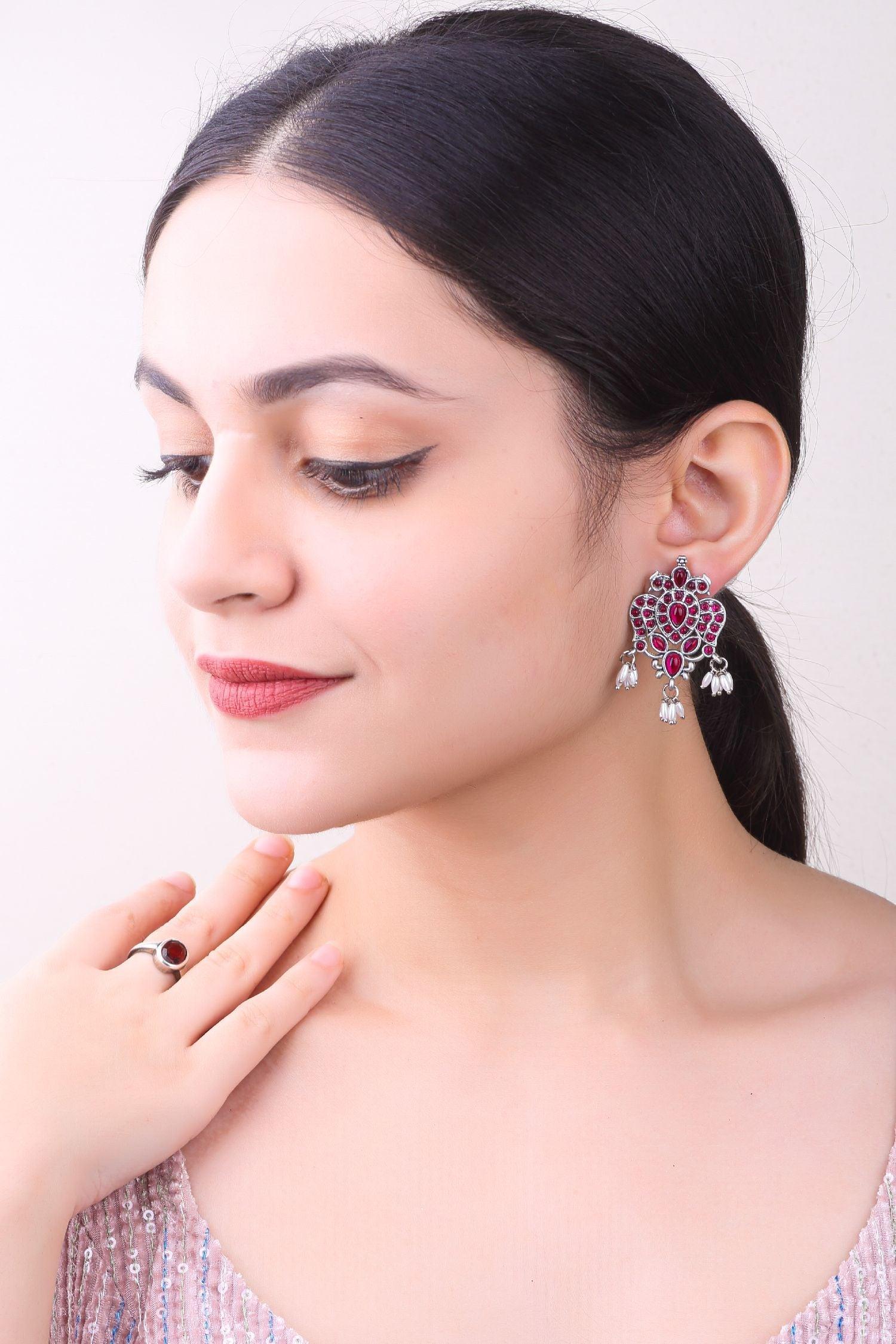 Silver Plated oxidised Earrings Jhumka - Griiham