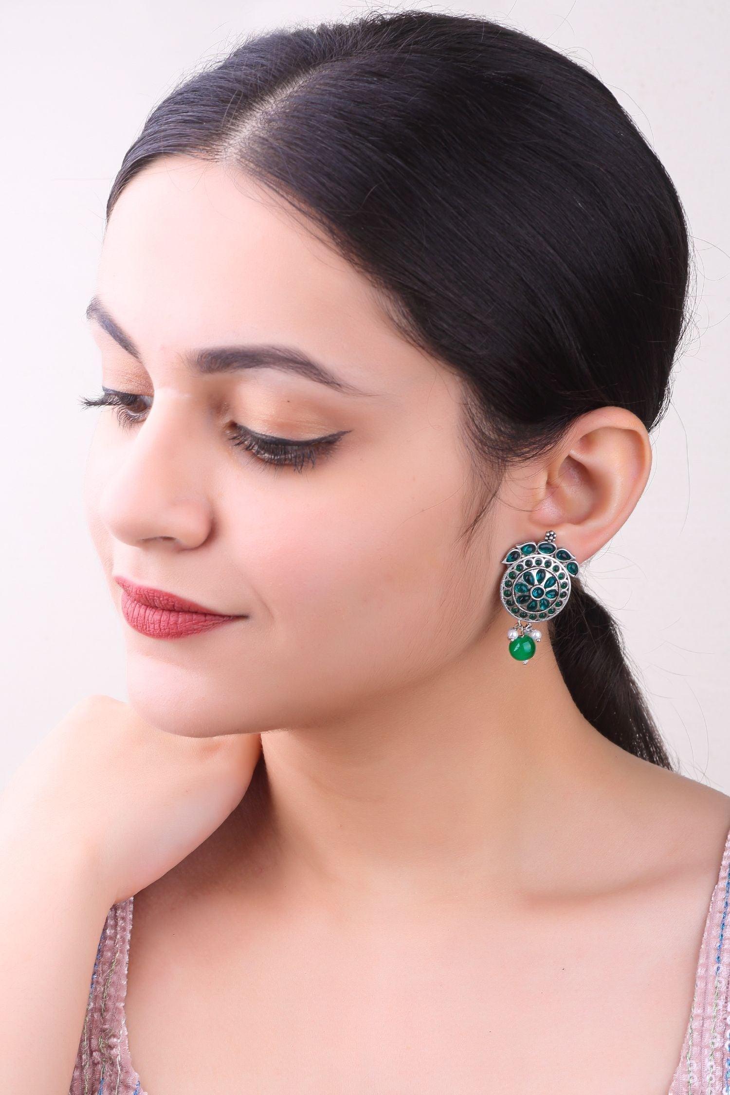 Silver Plated oxidised Earrings Jhumka - Griiham