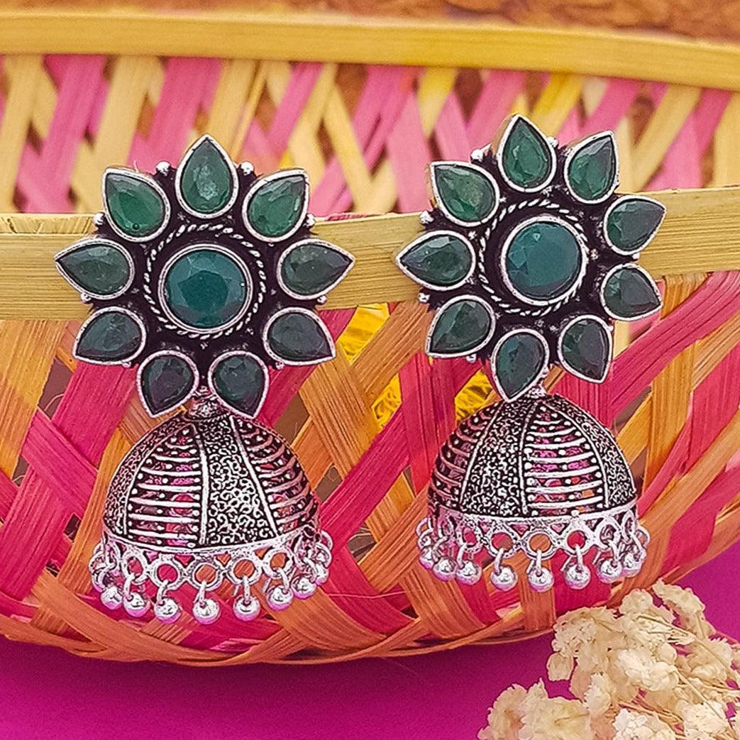 Silver Plated oxidised Earrings Jhumka - Griiham