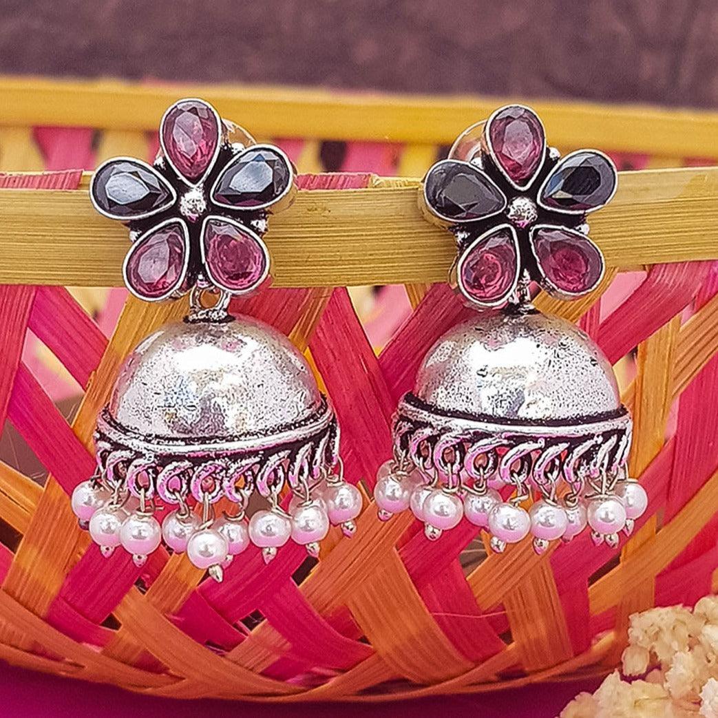 Silver Plated oxidised Earrings Jhumka - Griiham