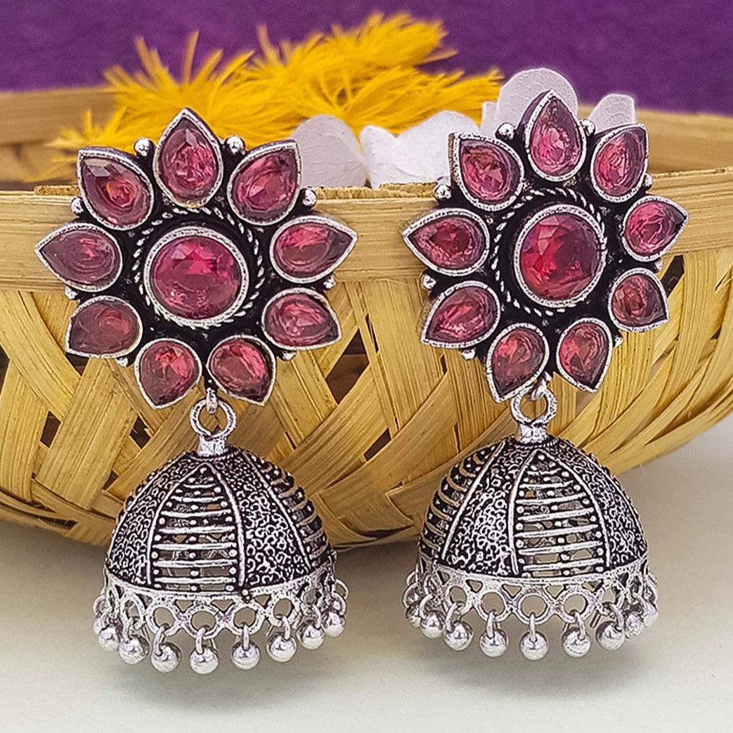 Silver Plated oxidised Earrings Jhumka