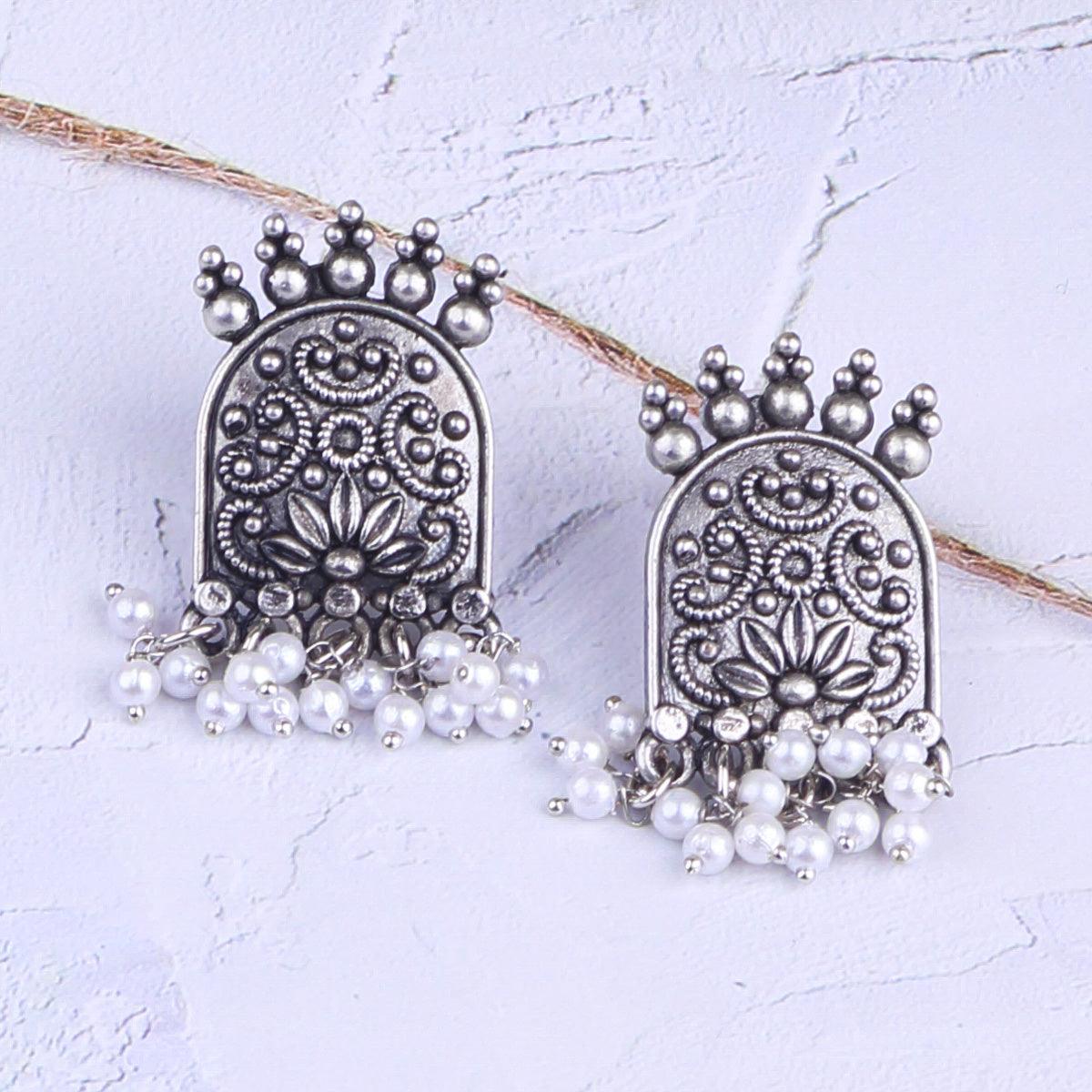 Silver Plated oxidised Earrings Jhumka