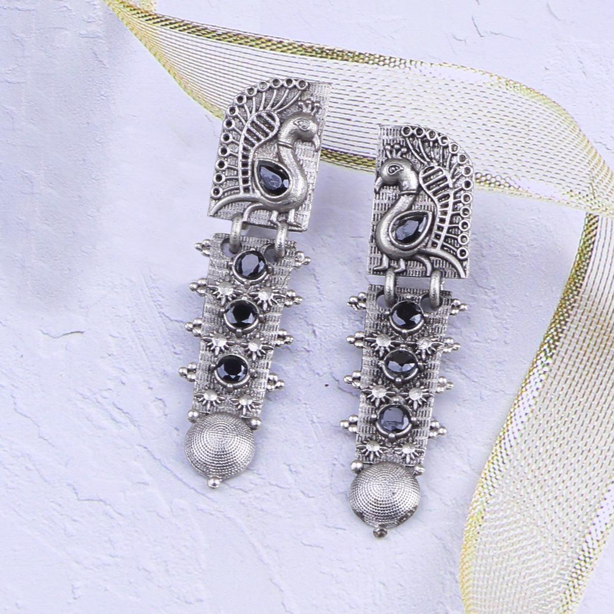 Silver Plated oxidised Earrings Jhumka