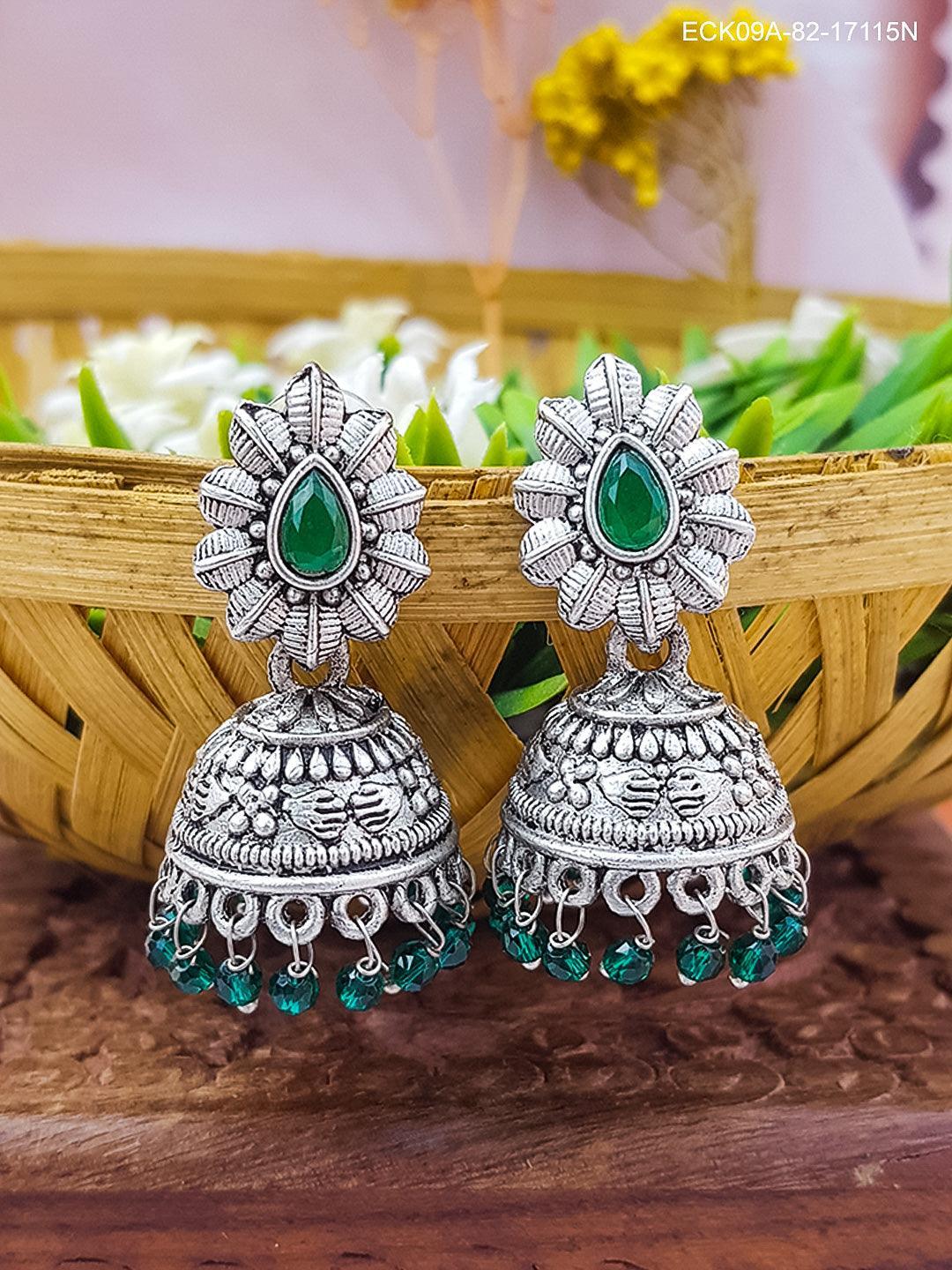 Silver Plated oxidised Earrings Jhumka