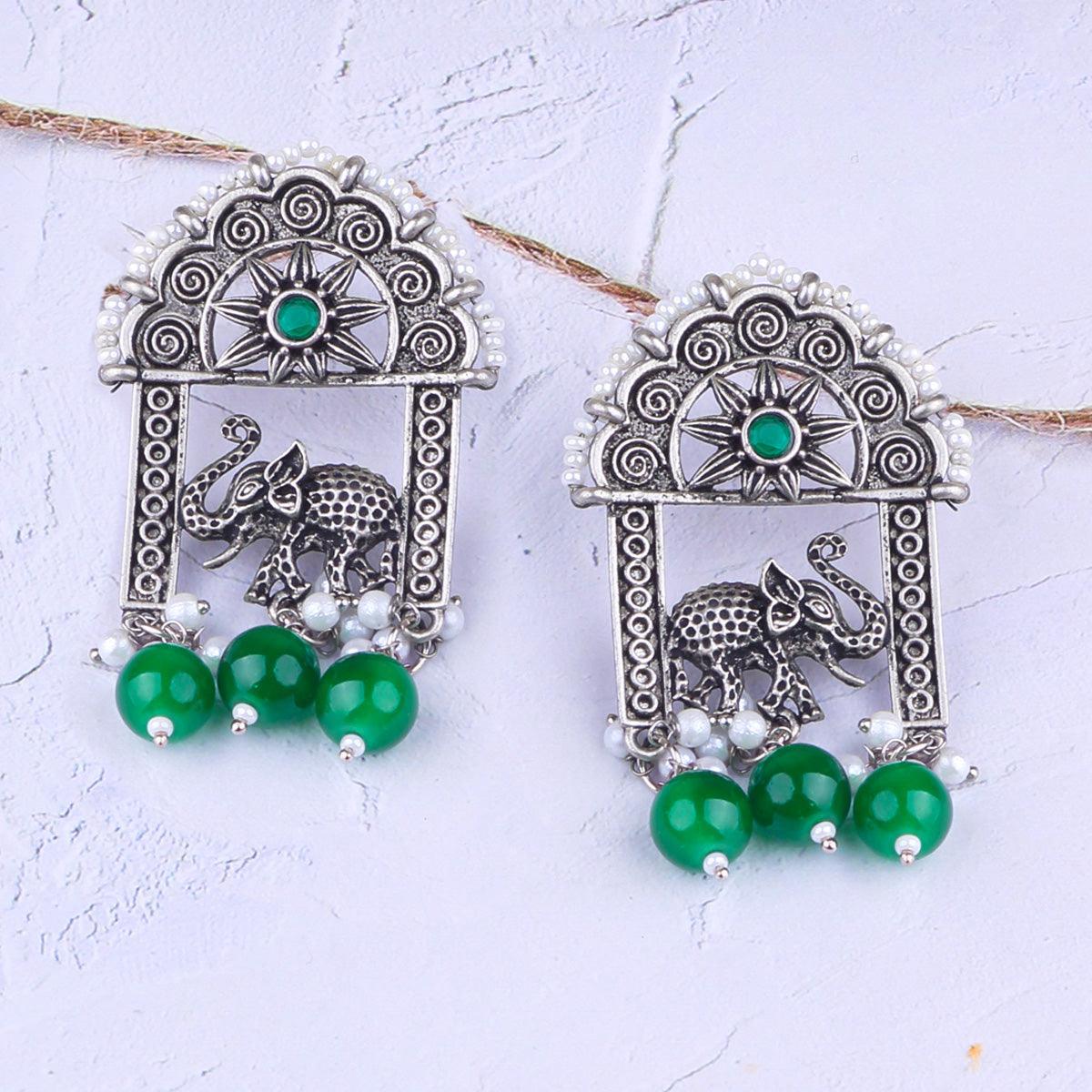 Silver Plated oxidised Earrings Jhumka