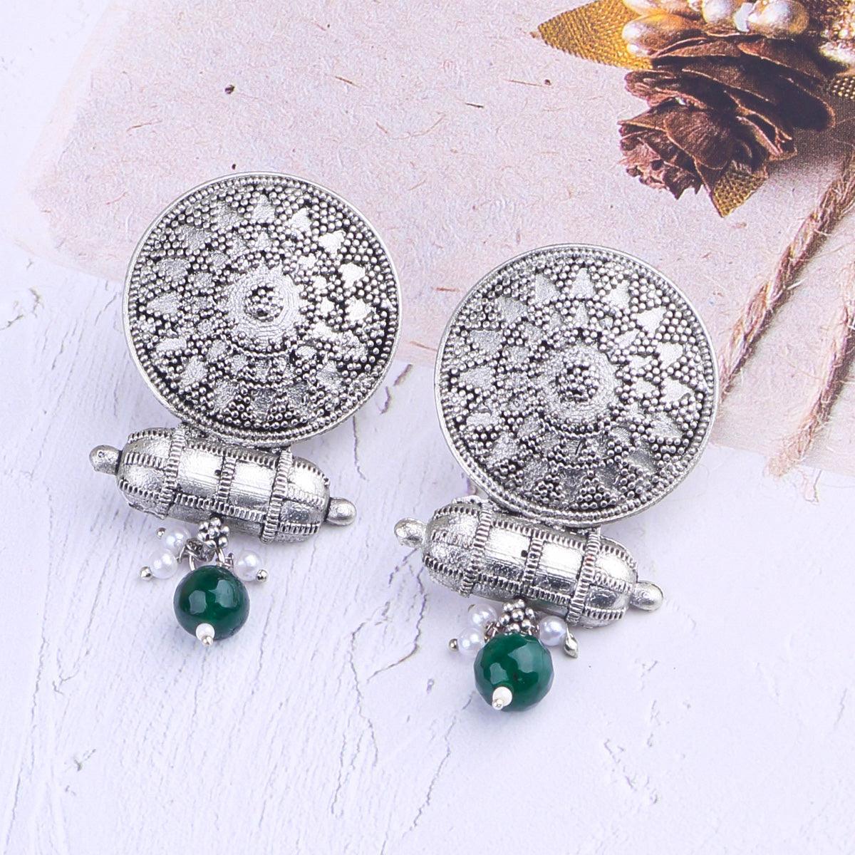 Silver Plated oxidised Earrings Jhumka