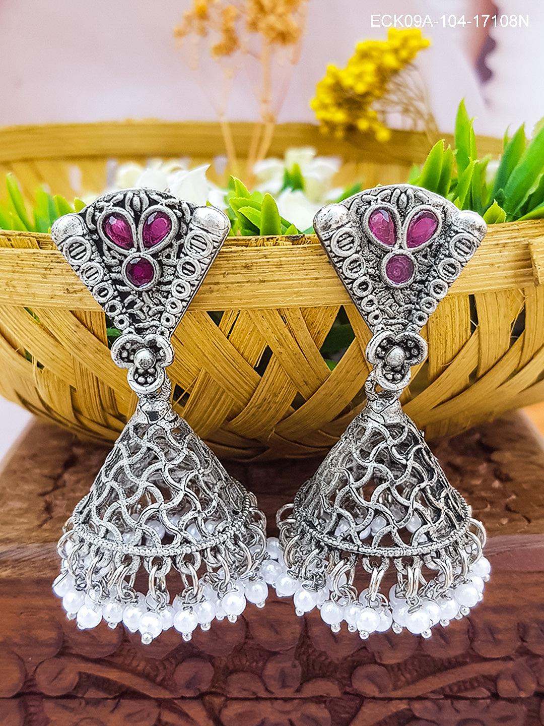 Silver Plated oxidised Earrings Jhumka