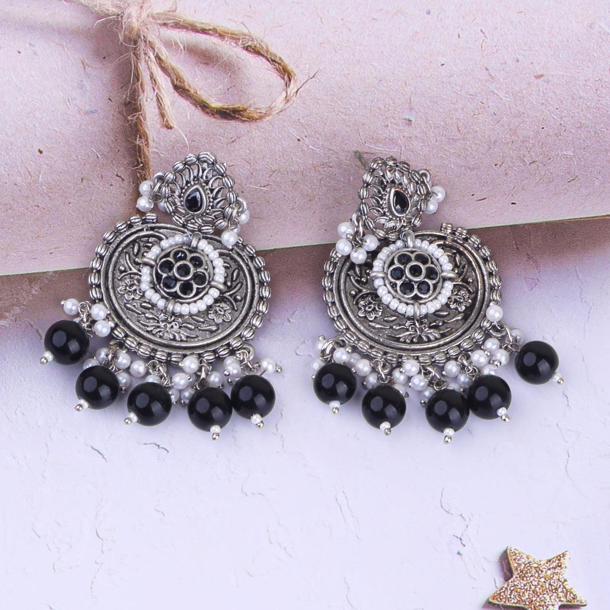 Silver Plated oxidised Earrings Jhumka