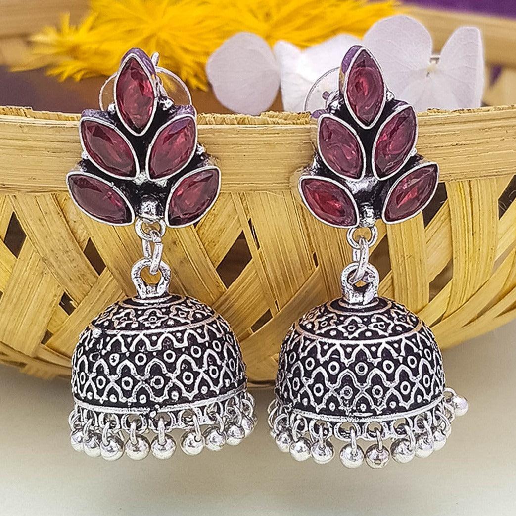 Silver Plated oxidised Earrings Jhumka