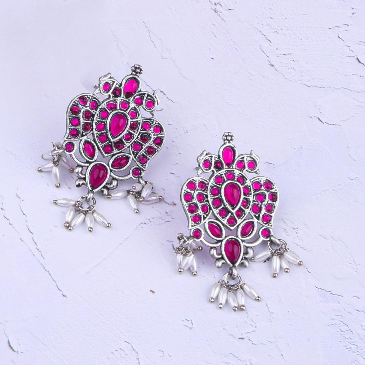 Silver Plated oxidised Earrings Jhumka