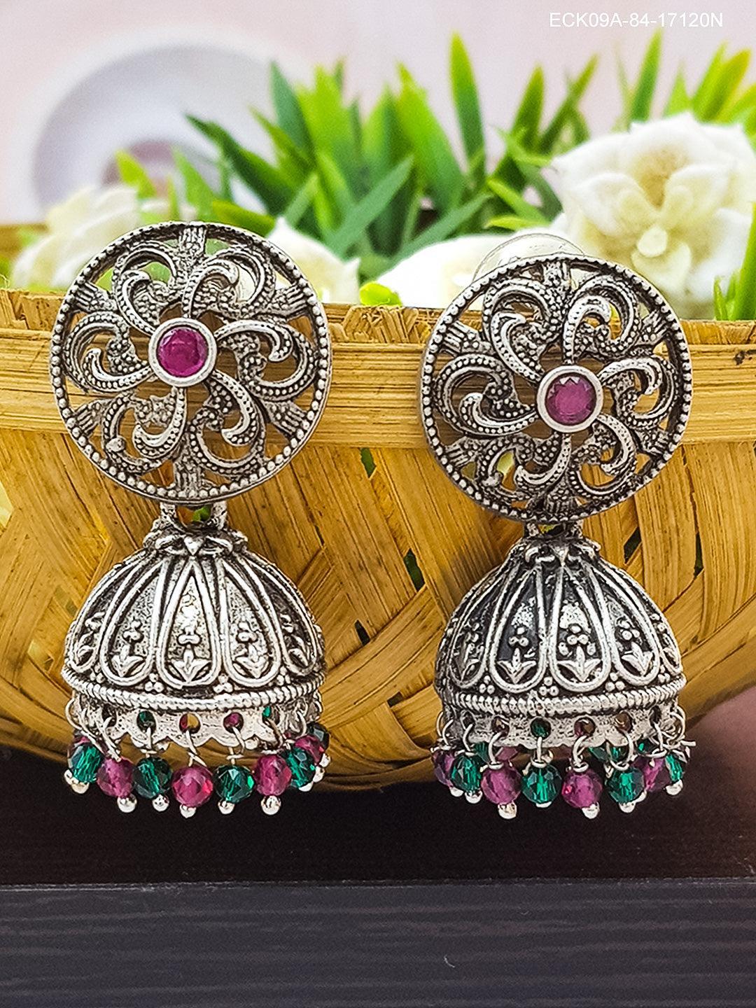 Silver Plated oxidised Earrings Jhumka