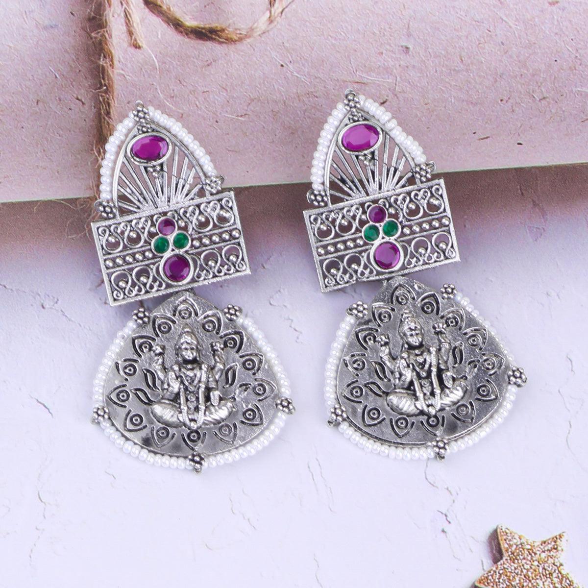 Silver Plated oxidised Earrings Jhumka