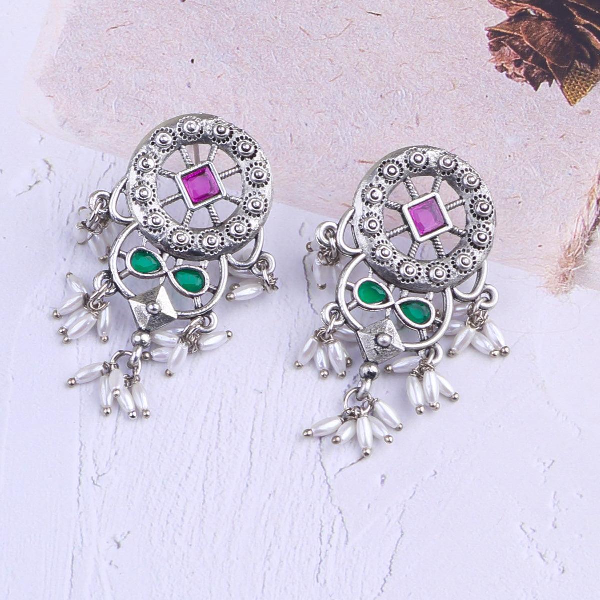 Silver Plated oxidised Earrings Jhumka