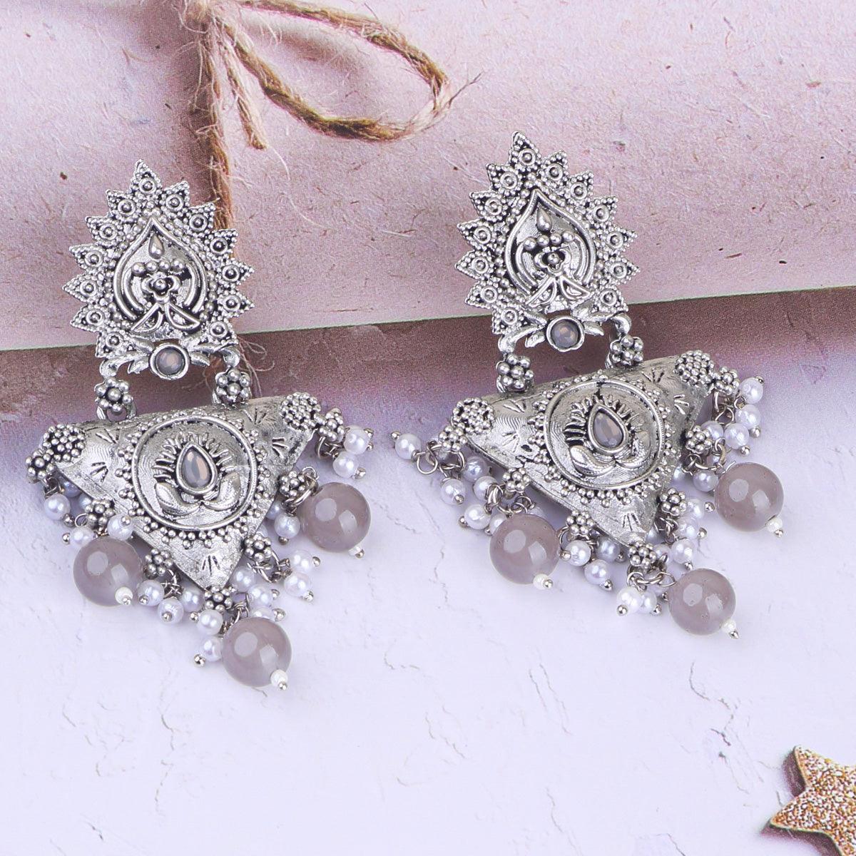 Silver Plated oxidised Earrings Jhumka