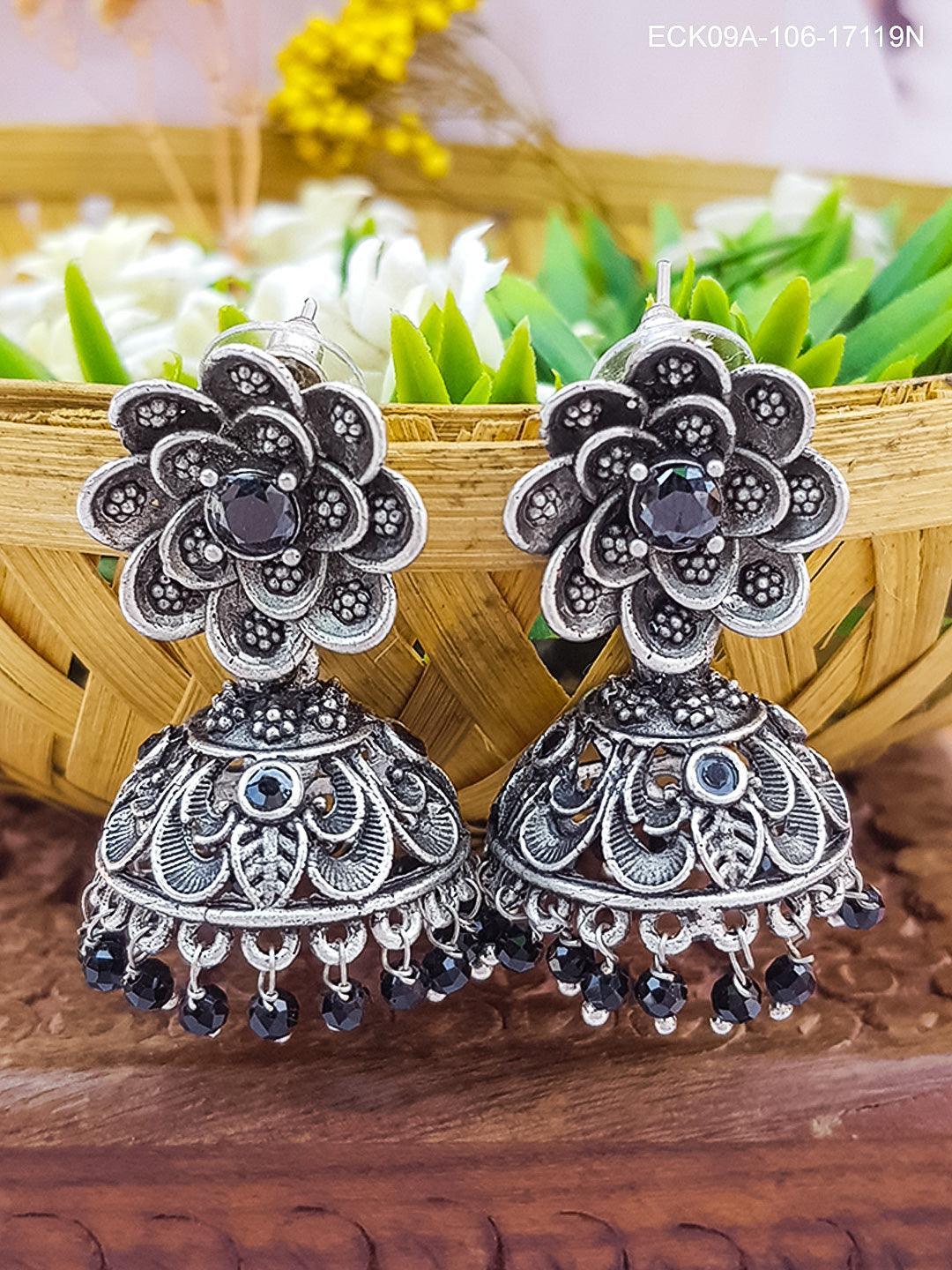 Silver Plated oxidised Earrings Jhumka