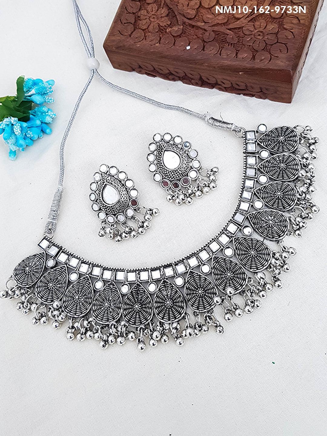 Silver Plated oxidised designer Necklace Set for Special Occasio