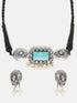 Silver oxidised Multicolor stone necklace set 5780n - Griiham