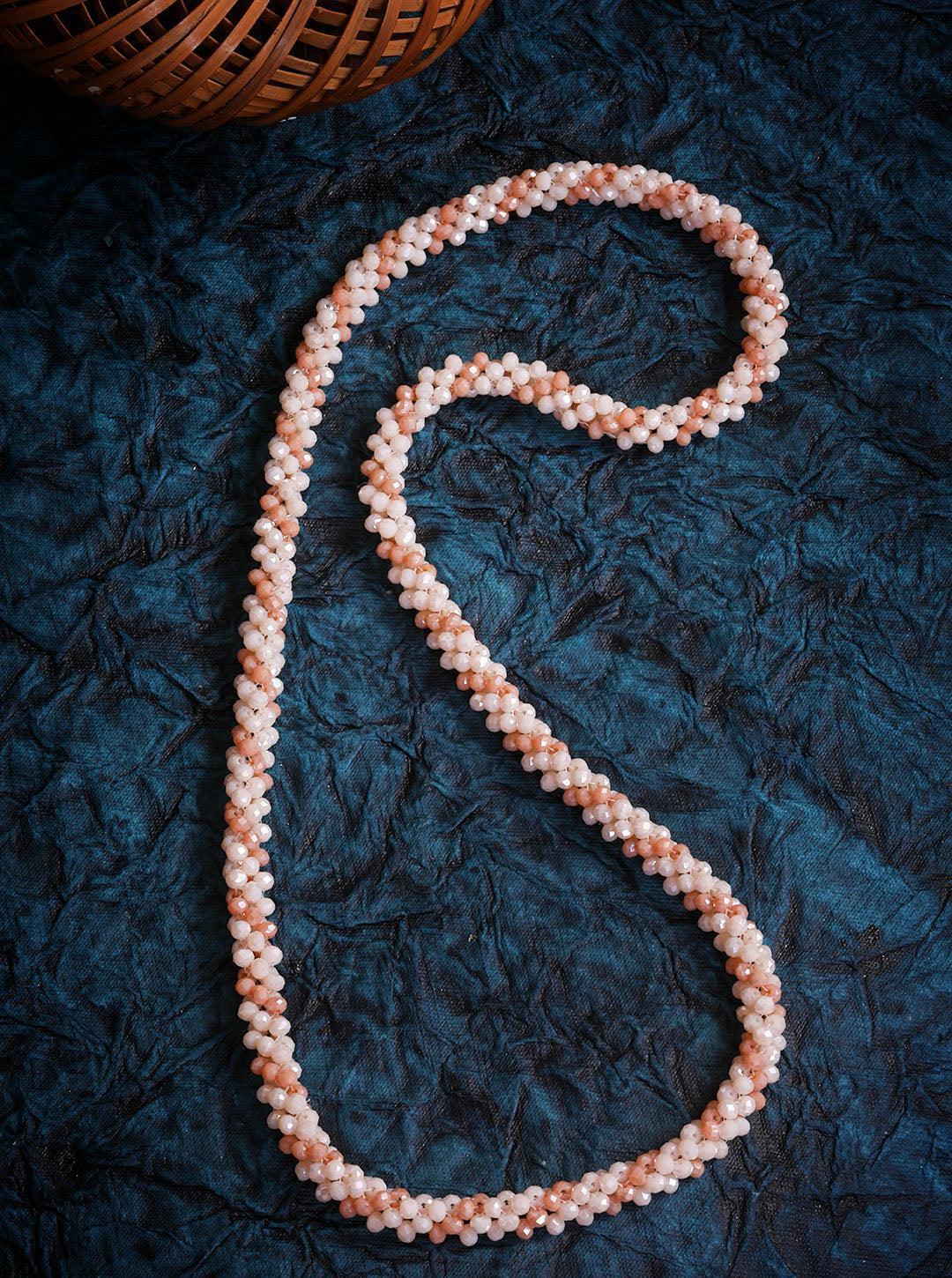 Single layer Peach and pearl color crystal Chain 8890N - Griiham