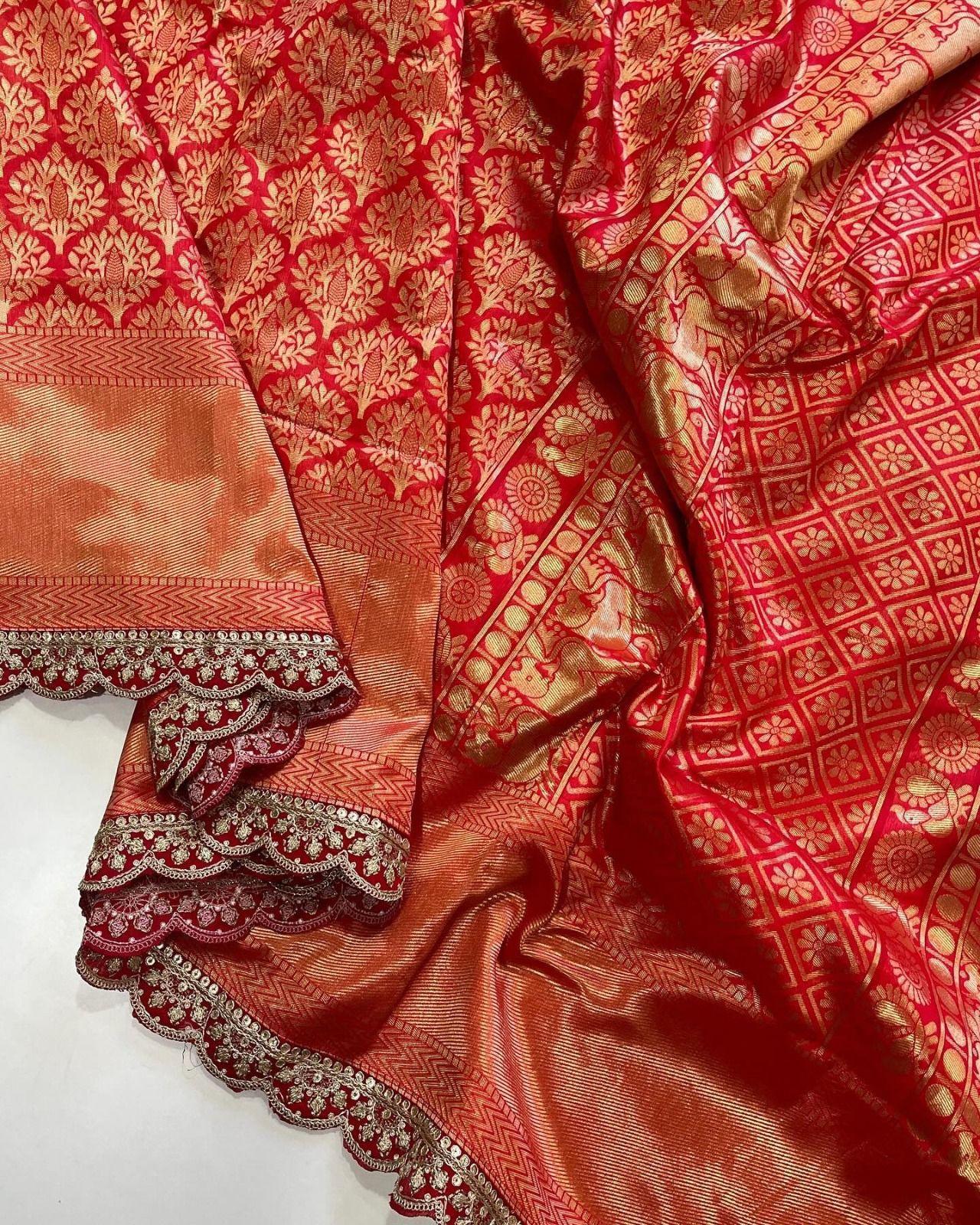 Soft LICHI SILK FABRIC LACE EMBROIDERY WORK ALL OVER Saree 22684N - Griiham