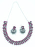 Two Line Classy Oxidised Necklace Set with different colour stones Options 11942N - Griiham