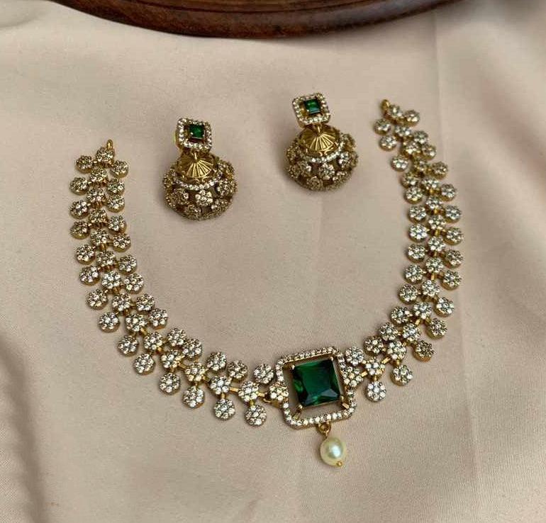 Premium Quality Short necklace set with cz stones Stones